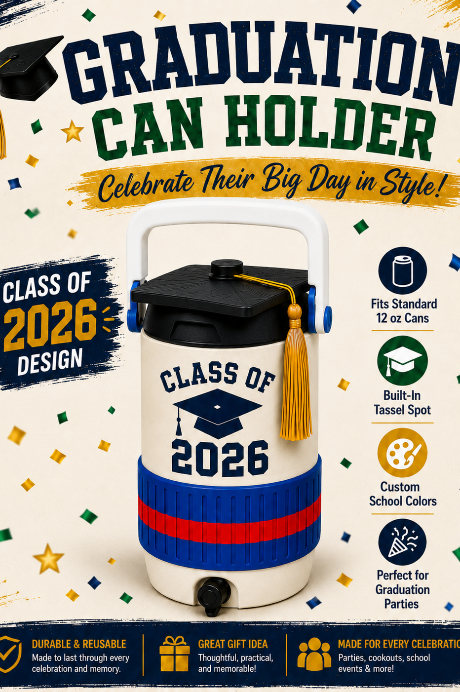GRADUATION-3D PRINTED CUSTOM 12 OUNCE CAN HOLDERS-Stay Foxy Boutique, Florissant, Missouri