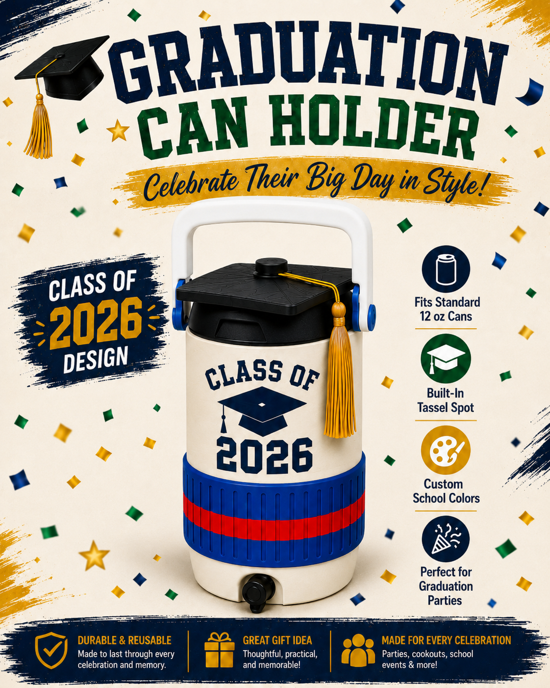 GRADUATION-3D PRINTED CUSTOM 12 OUNCE CAN HOLDERS-Stay Foxy Boutique, Florissant, Missouri