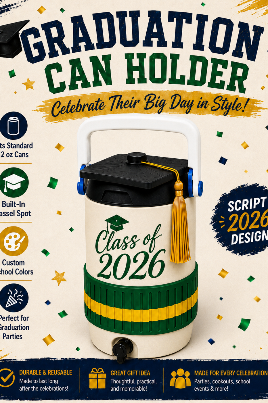 GRADUATION-3D PRINTED CUSTOM 12 OUNCE CAN HOLDERS-Stay Foxy Boutique, Florissant, Missouri