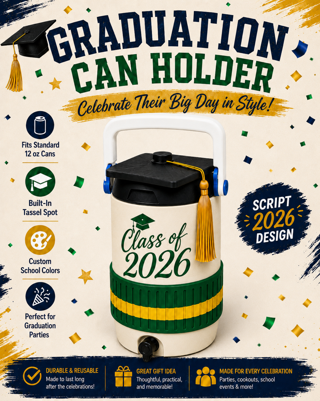 GRADUATION-3D PRINTED CUSTOM 12 OUNCE CAN HOLDERS-Stay Foxy Boutique, Florissant, Missouri