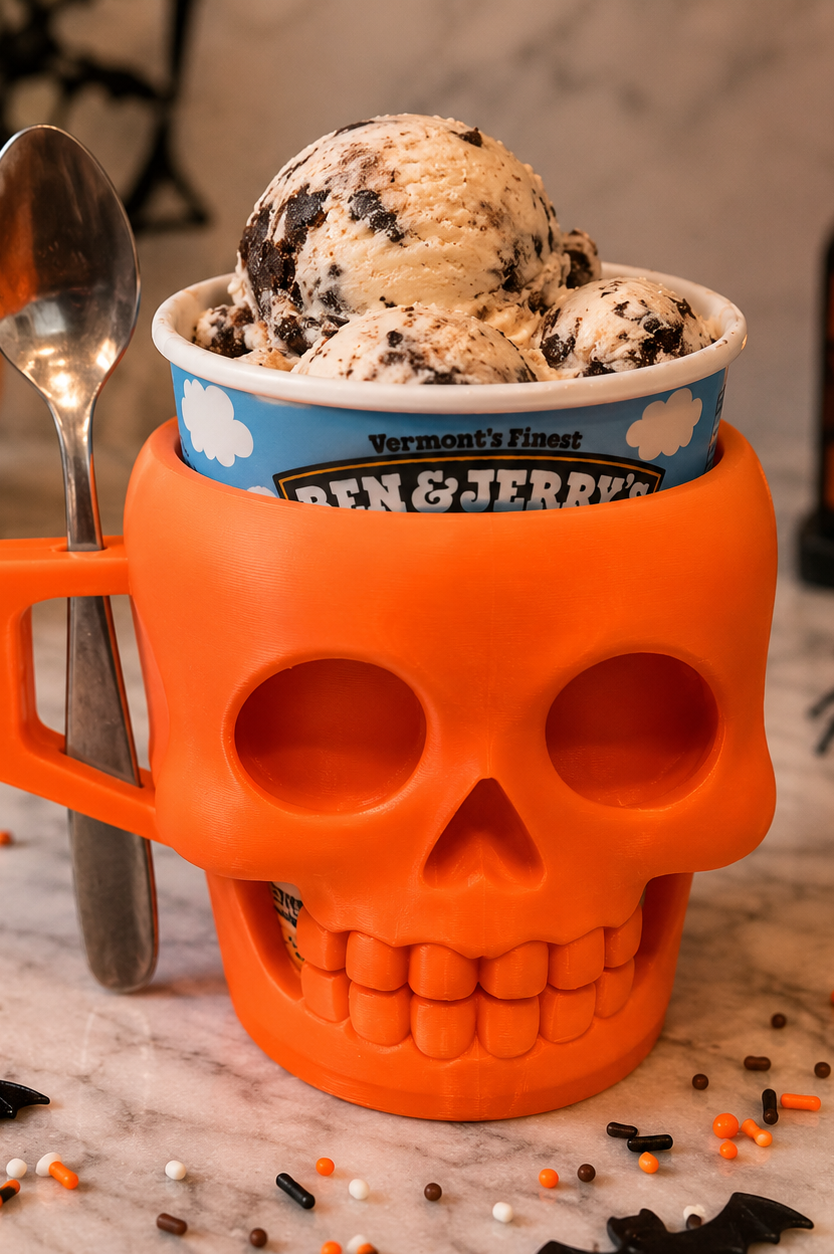 SKULL-3D PRINTED ICE CREAM PINT HOLDER-Stay Foxy Boutique, Florissant, Missouri