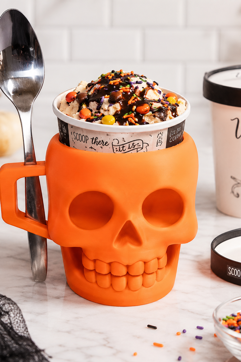 SKULL-3D PRINTED ICE CREAM PINT HOLDER-Stay Foxy Boutique, Florissant, Missouri