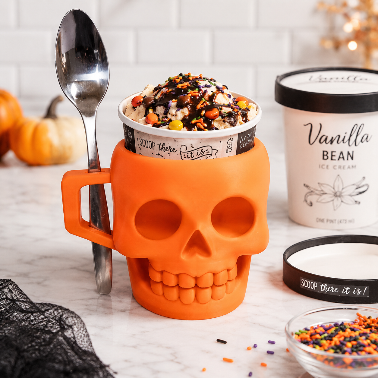 SKULL-3D PRINTED ICE CREAM PINT HOLDER-Stay Foxy Boutique, Florissant, Missouri