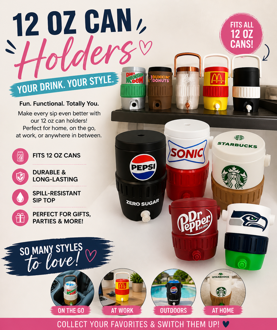 HOCKEY FAV TEAMS-3D PRINTED CUSTOM 12 OUNCE CAN HOLDERS-Stay Foxy Boutique, Florissant, Missouri
