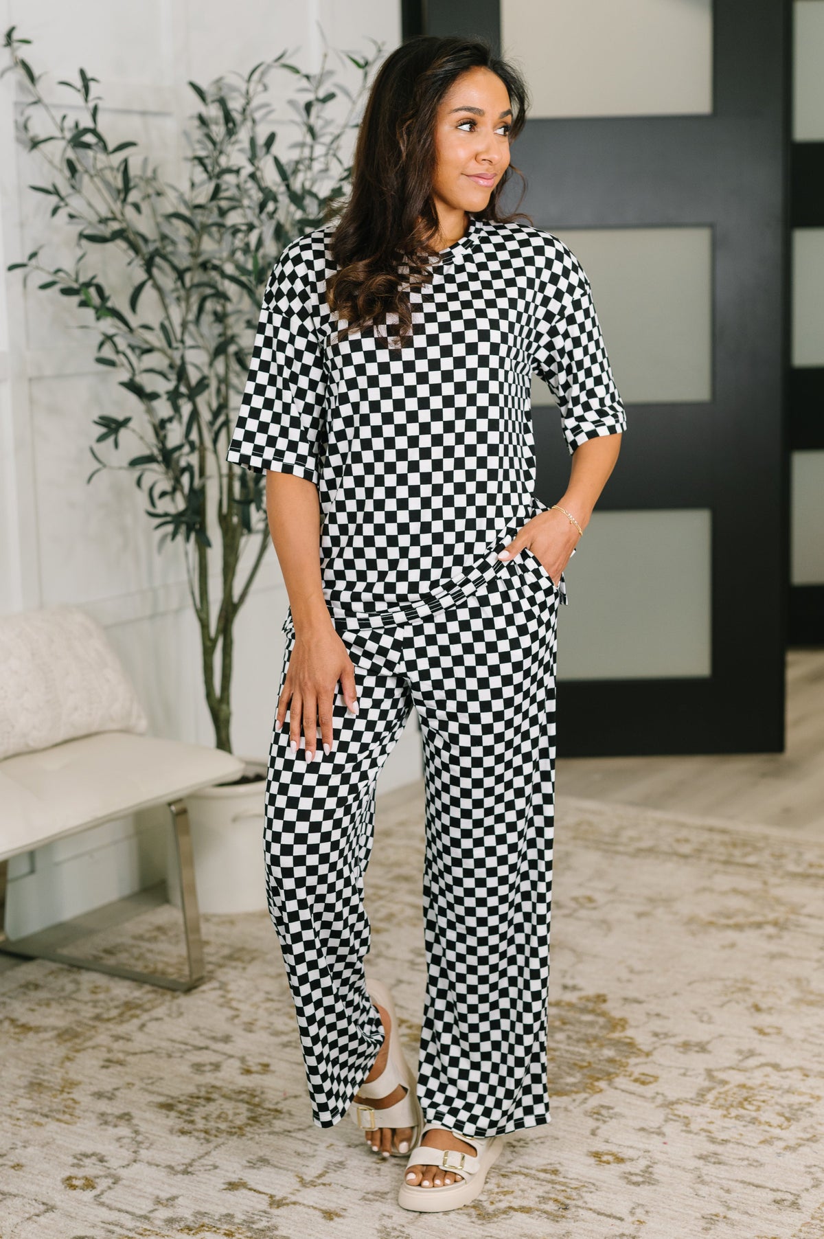 Check Please Top and Bottom Lounge Set-Womens-Stay Foxy Boutique, Florissant, Missouri