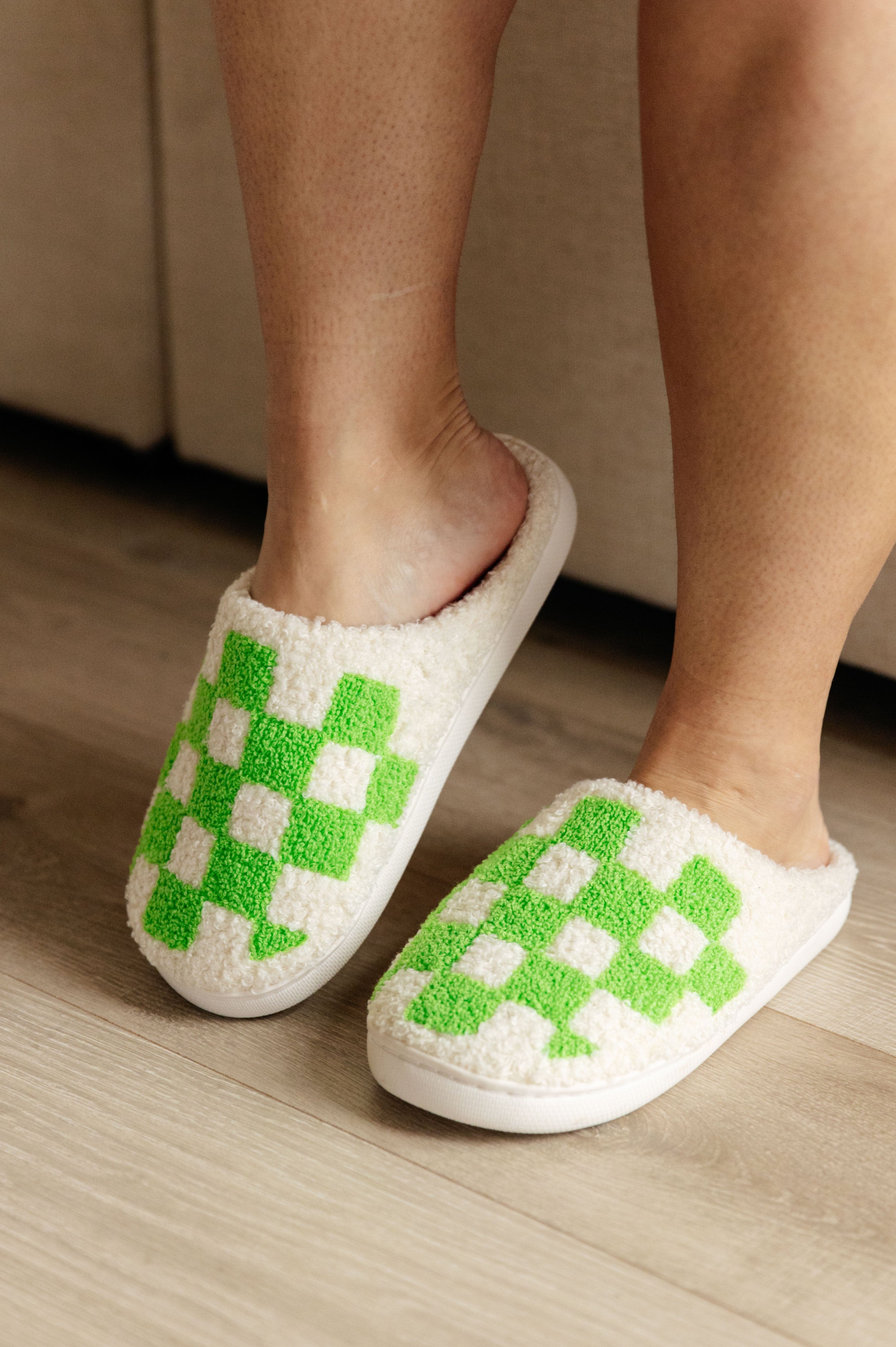 Checked Out Slippers in Green-Womens-Stay Foxy Boutique, Florissant, Missouri