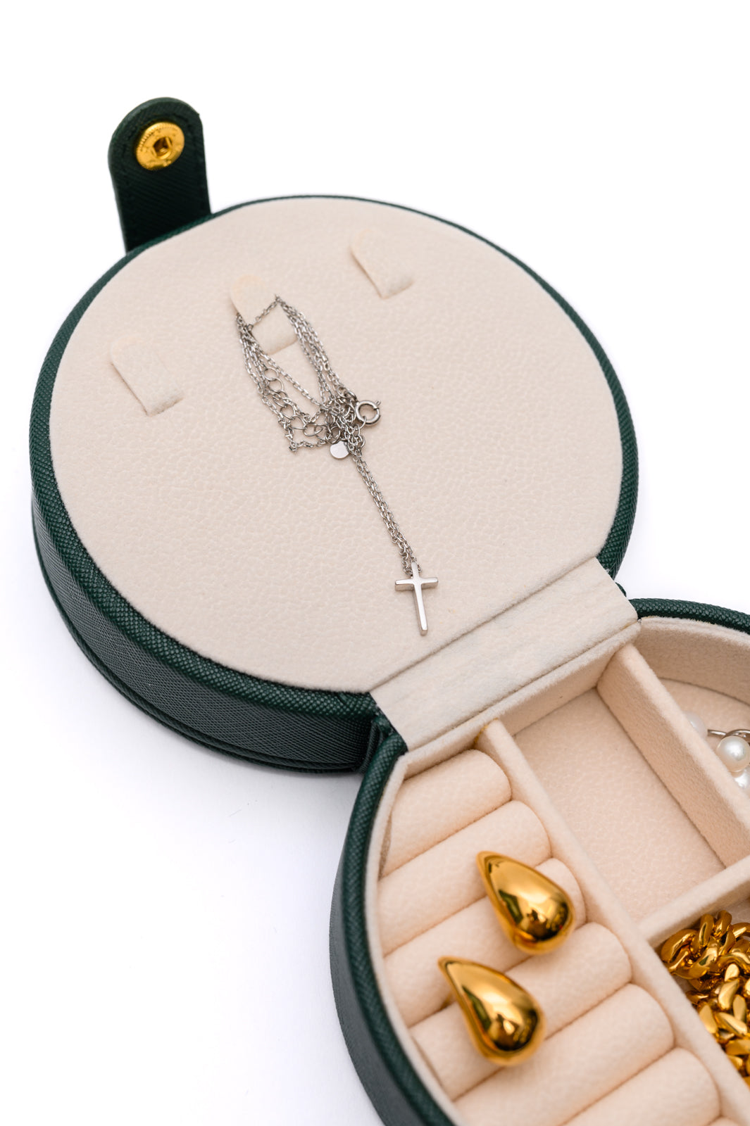 Circular Travel Jewelry Case in Green-Home & Decor-Stay Foxy Boutique, Florissant, Missouri