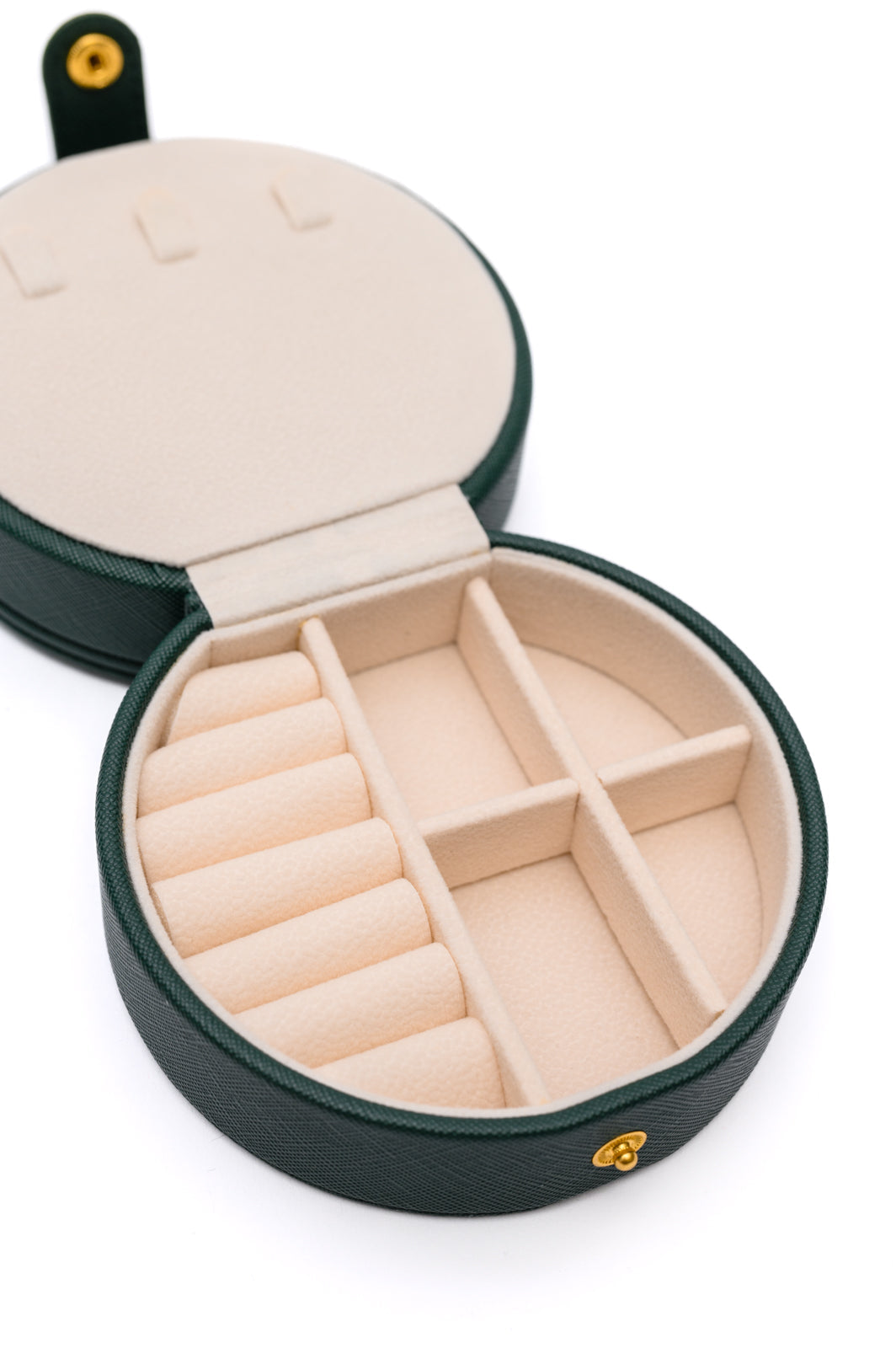 Circular Travel Jewelry Case in Green-Home & Decor-Stay Foxy Boutique, Florissant, Missouri