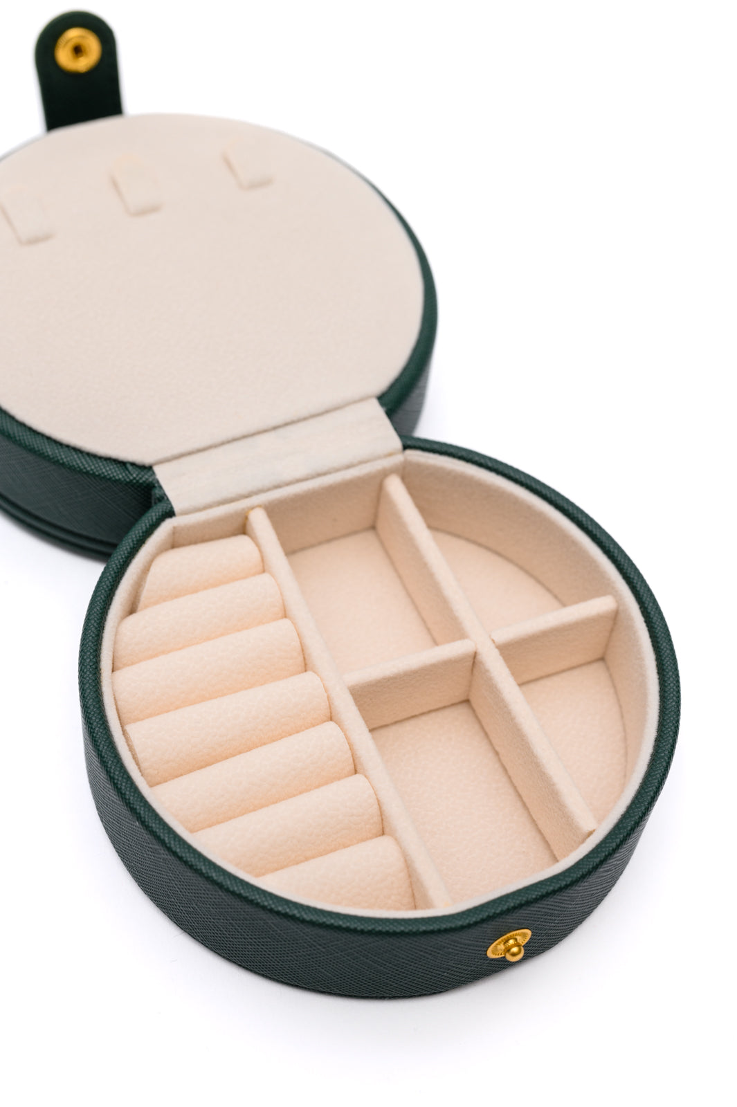 Circular Travel Jewelry Case in Green-Home & Decor-Stay Foxy Boutique, Florissant, Missouri