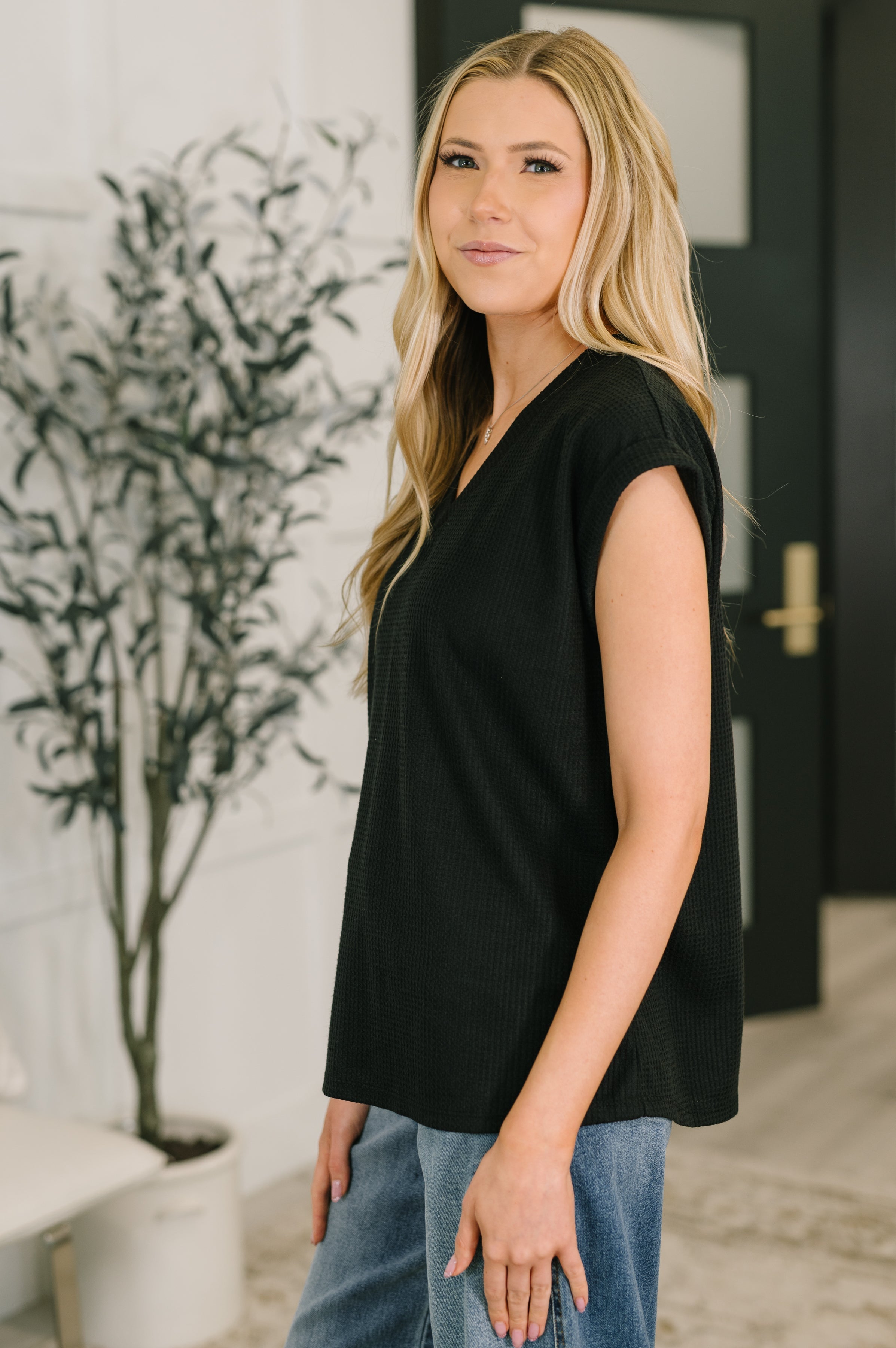 Classic Timeless V-Neck Tee in Black-Womens-Stay Foxy Boutique, Florissant, Missouri