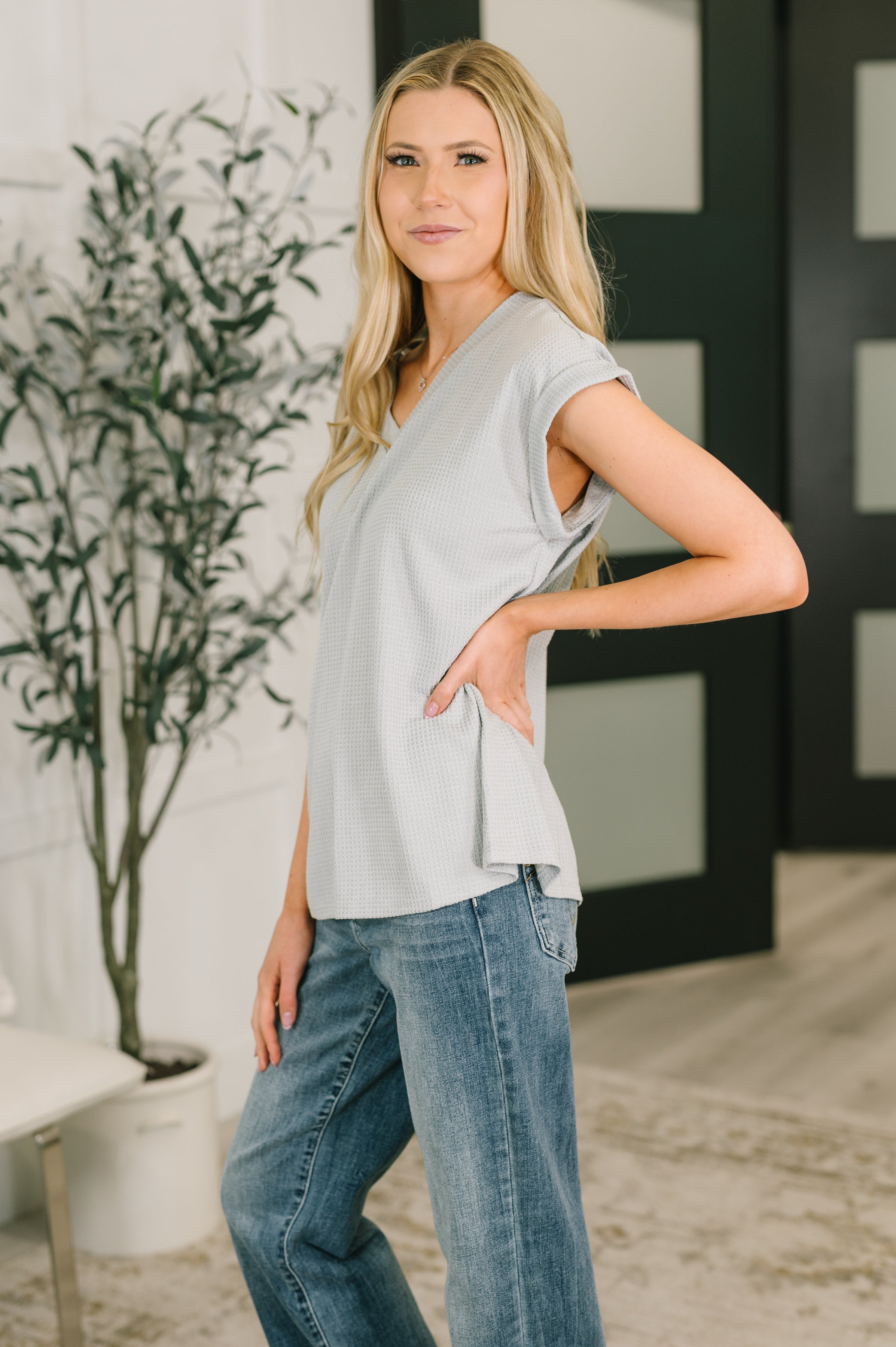 Classic Timeless V-Neck Tee in Pearl Grey-Womens-Stay Foxy Boutique, Florissant, Missouri