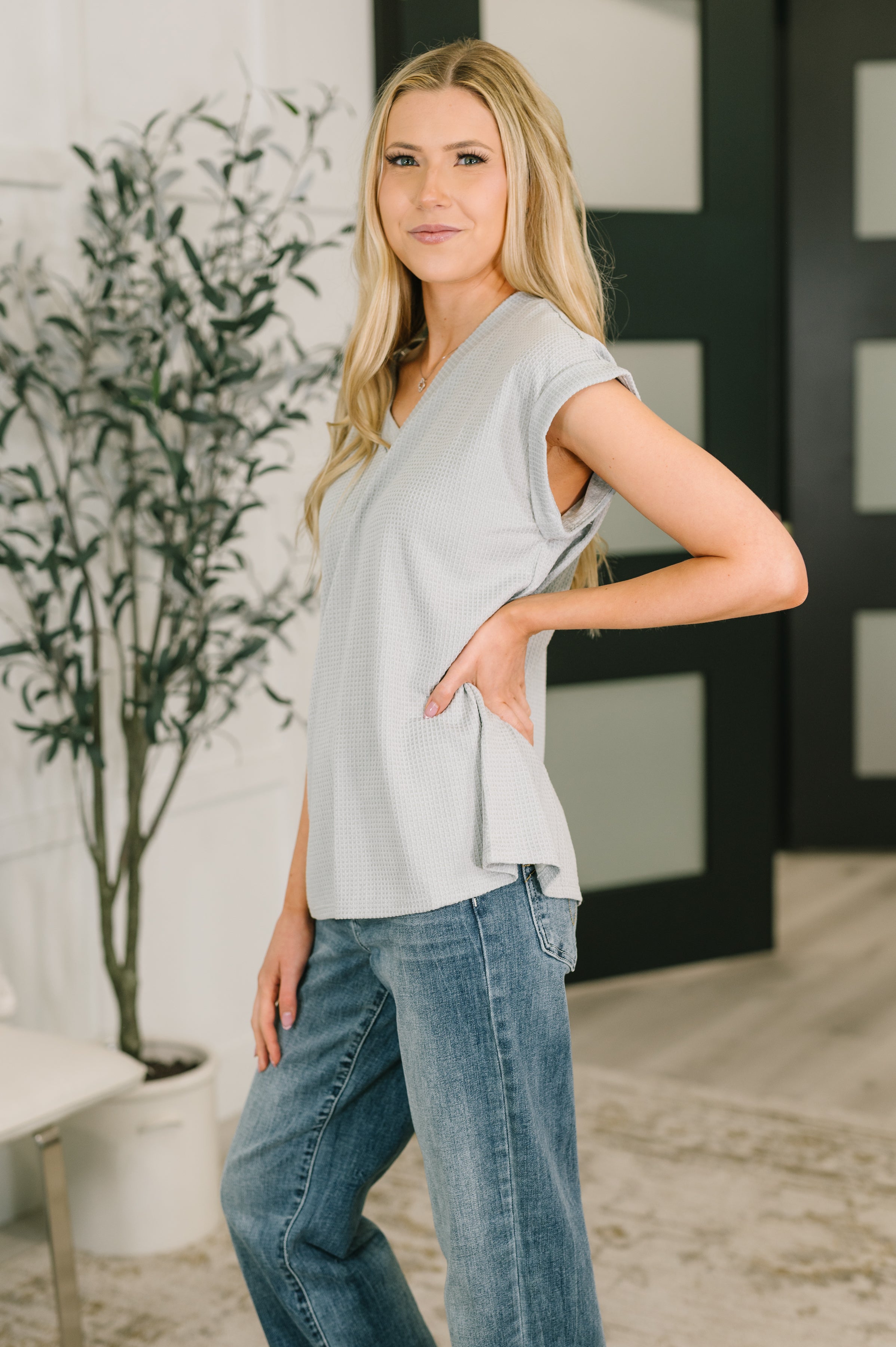 Classic Timeless V-Neck Tee in Pearl Grey-Womens-Stay Foxy Boutique, Florissant, Missouri