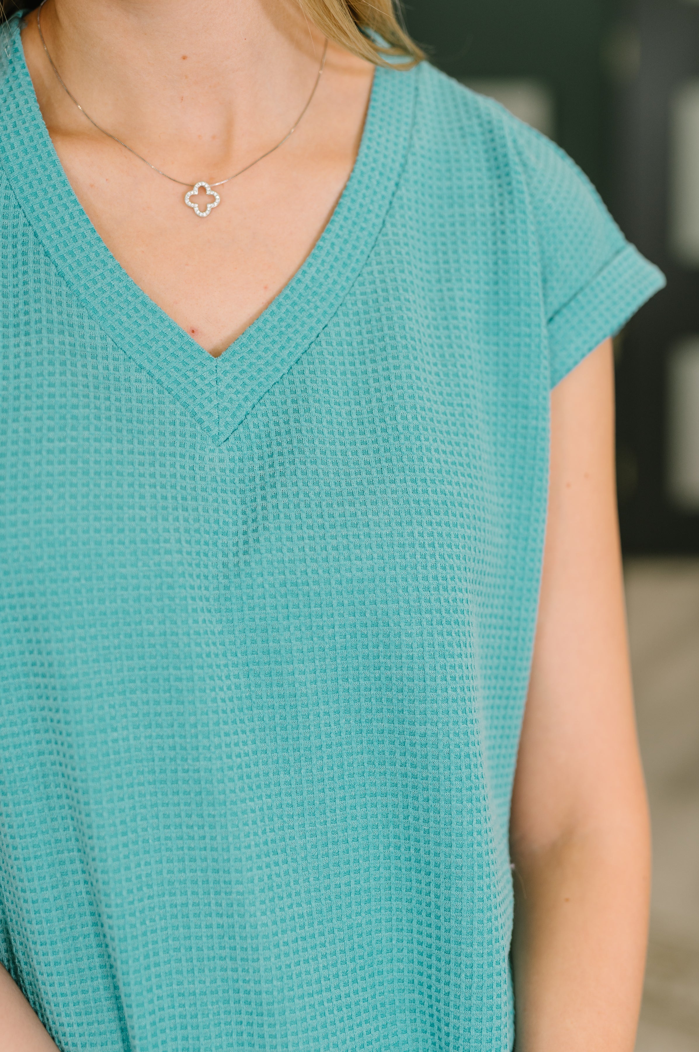 Classic Timeless V-Neck Tee in Teal-Womens-Stay Foxy Boutique, Florissant, Missouri