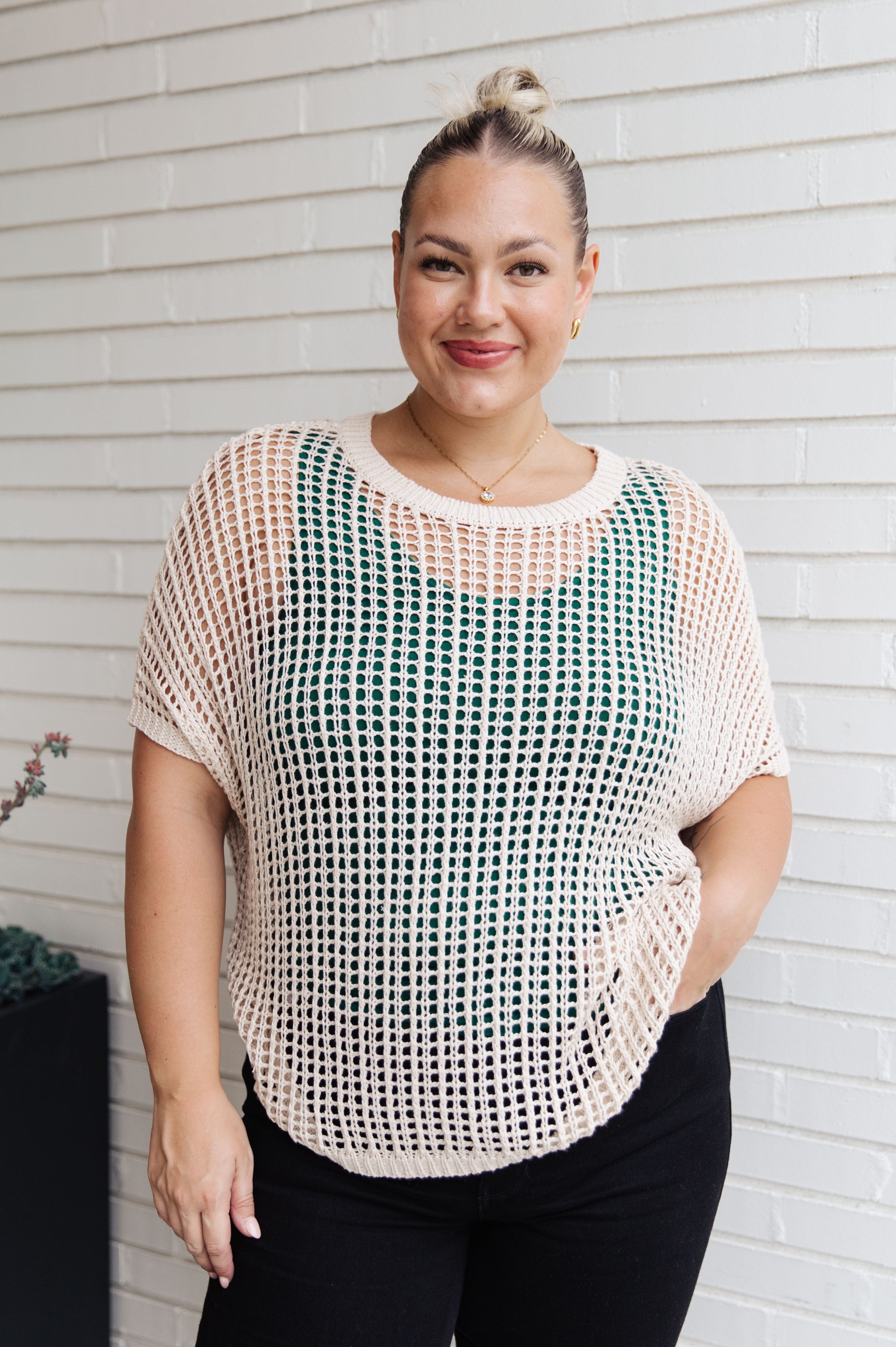 Coastal Dreams Fishnet Top in Cream-Tops-Stay Foxy Boutique, Florissant, Missouri