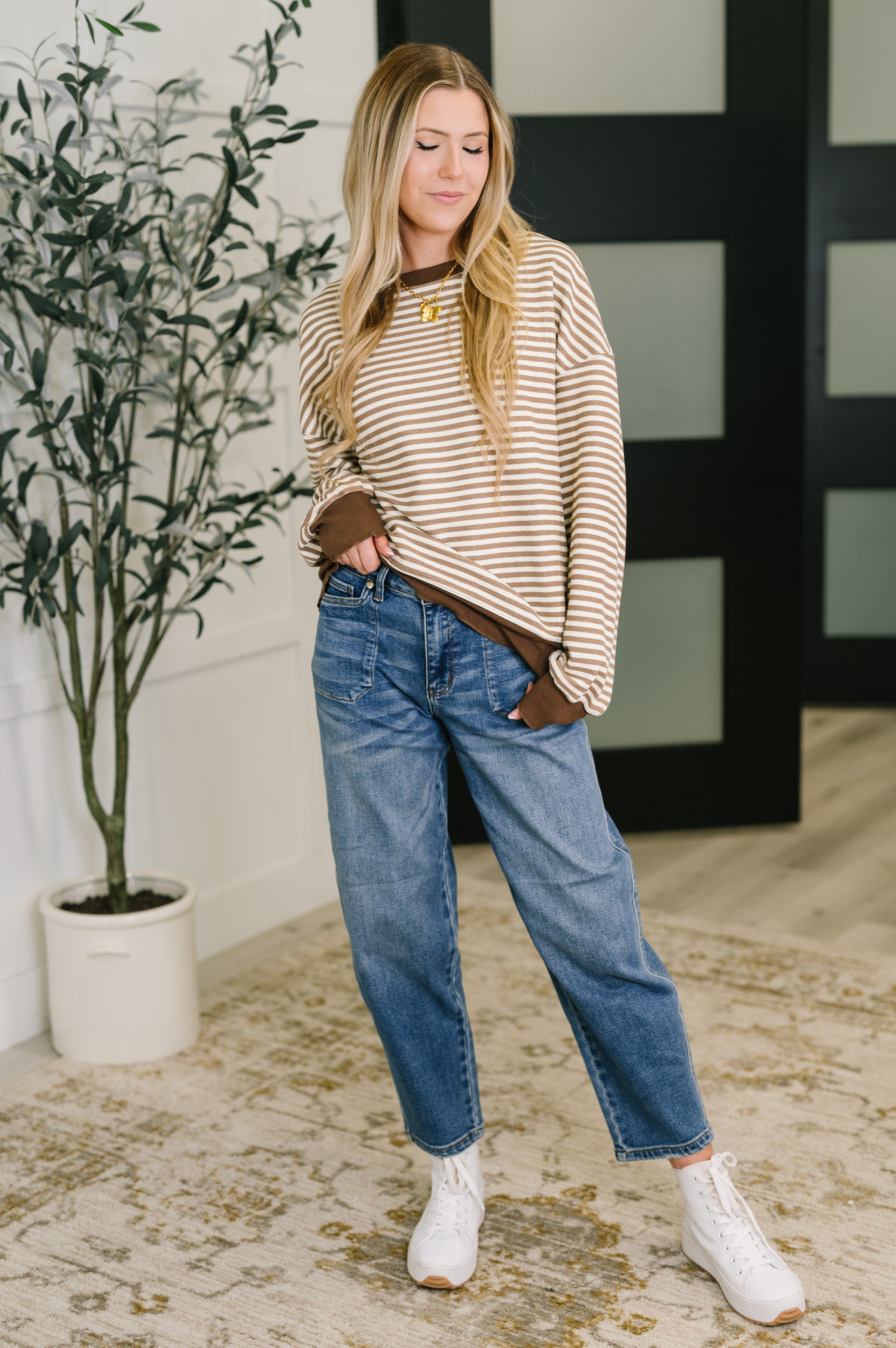 Cocoa Lane Stripe Top-Womens-Stay Foxy Boutique, Florissant, Missouri