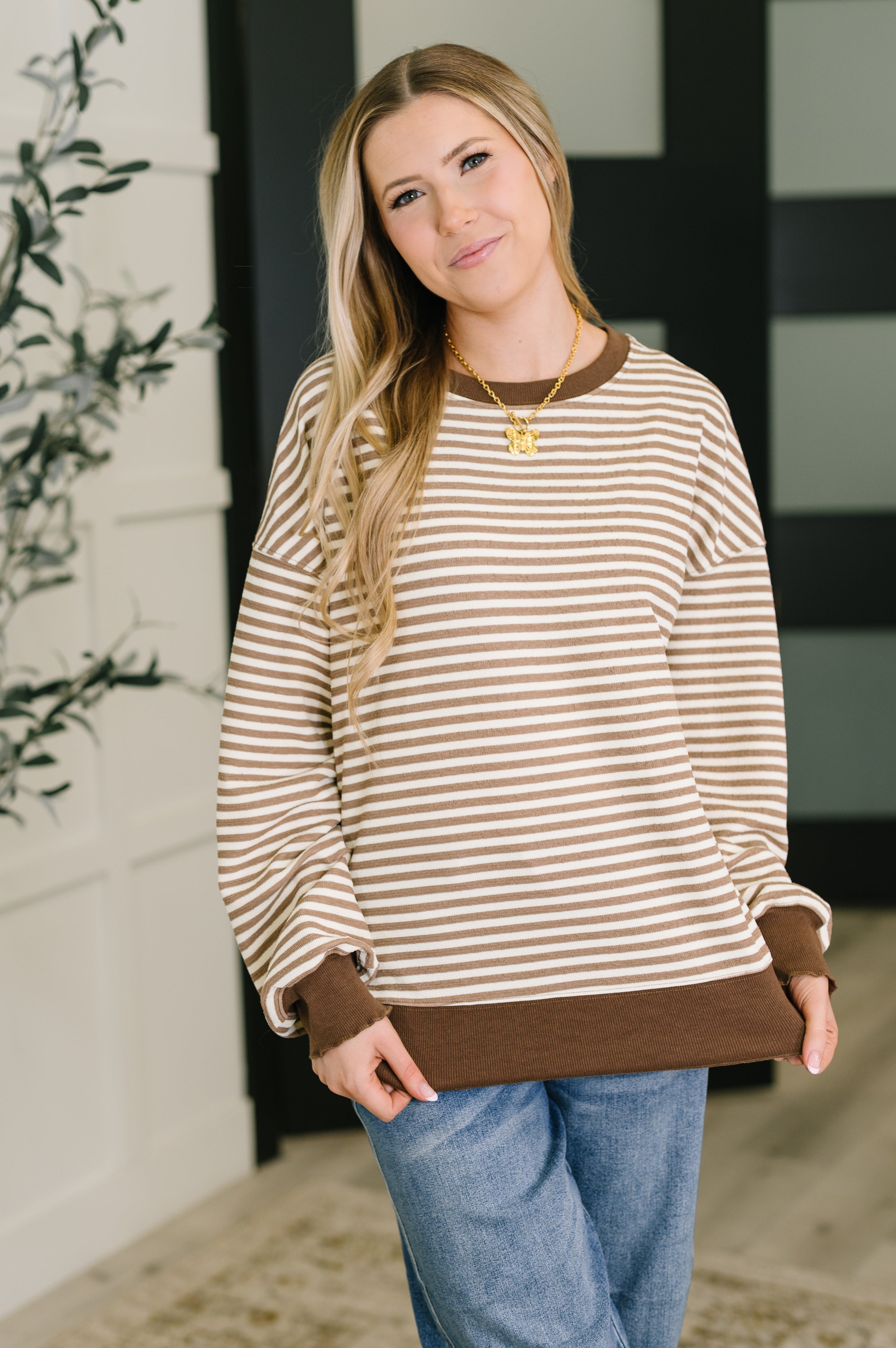 Cocoa Lane Stripe Top-Womens-Stay Foxy Boutique, Florissant, Missouri