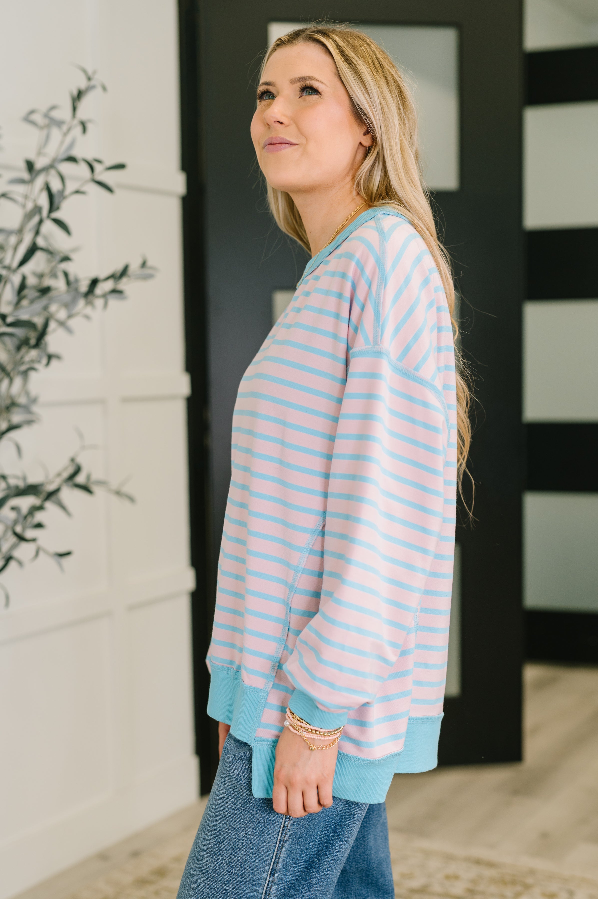 Color Clash Drop Shoulder Long Sleeve-Womens-Stay Foxy Boutique, Florissant, Missouri