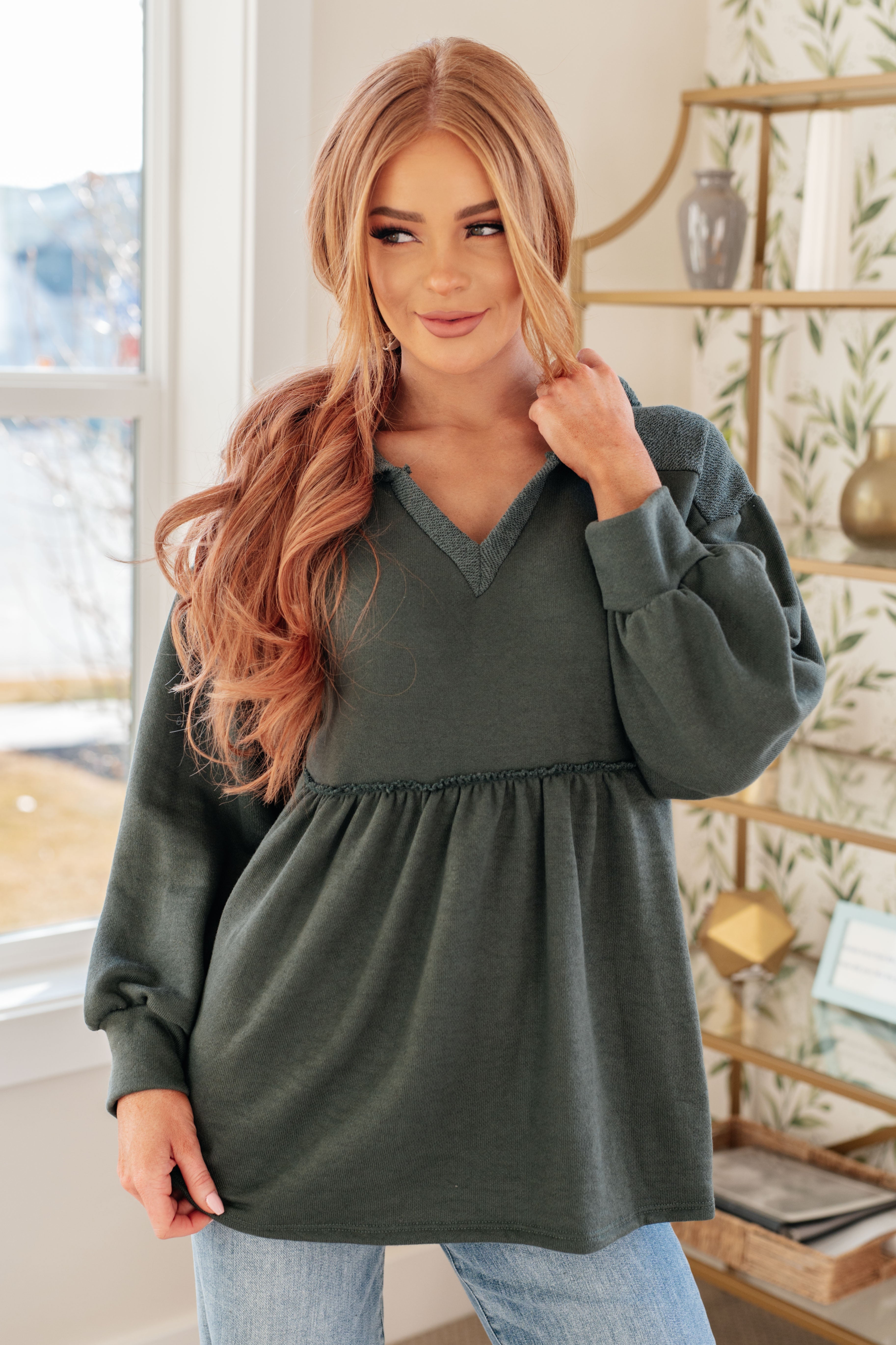She's Not Wrong Hooded V-Neck Pullover-Tops-Stay Foxy Boutique, Florissant, Missouri