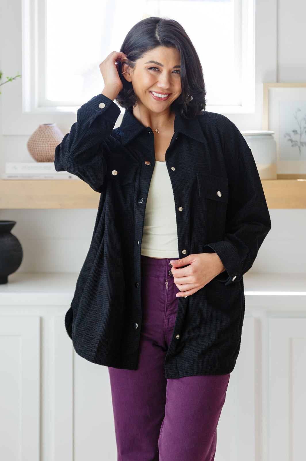 Come Rain or Shine Button Down Top-Tops-Stay Foxy Boutique, Florissant, Missouri