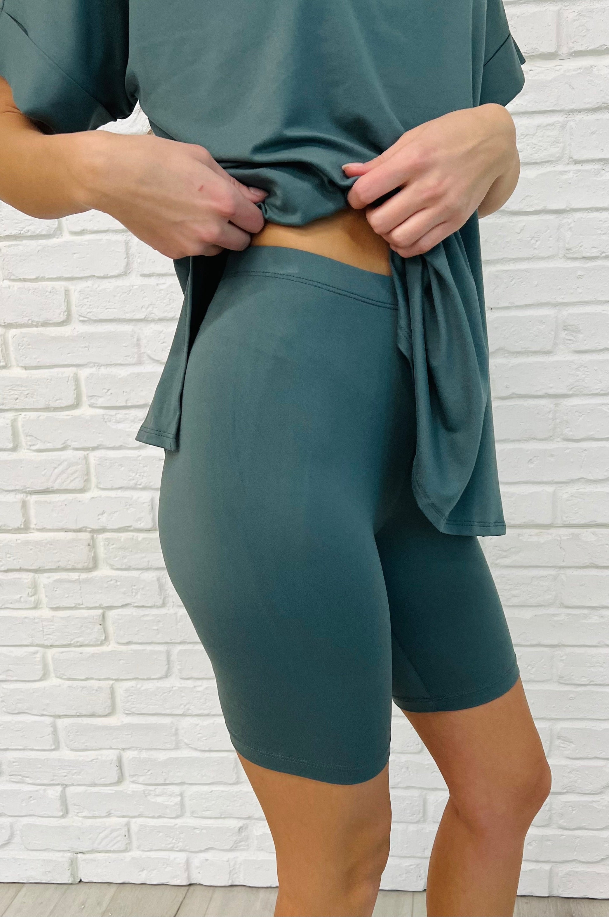 Comfy Cruising Top and Biker Shorts Set in Ash Jade-Womens-Stay Foxy Boutique, Florissant, Missouri
