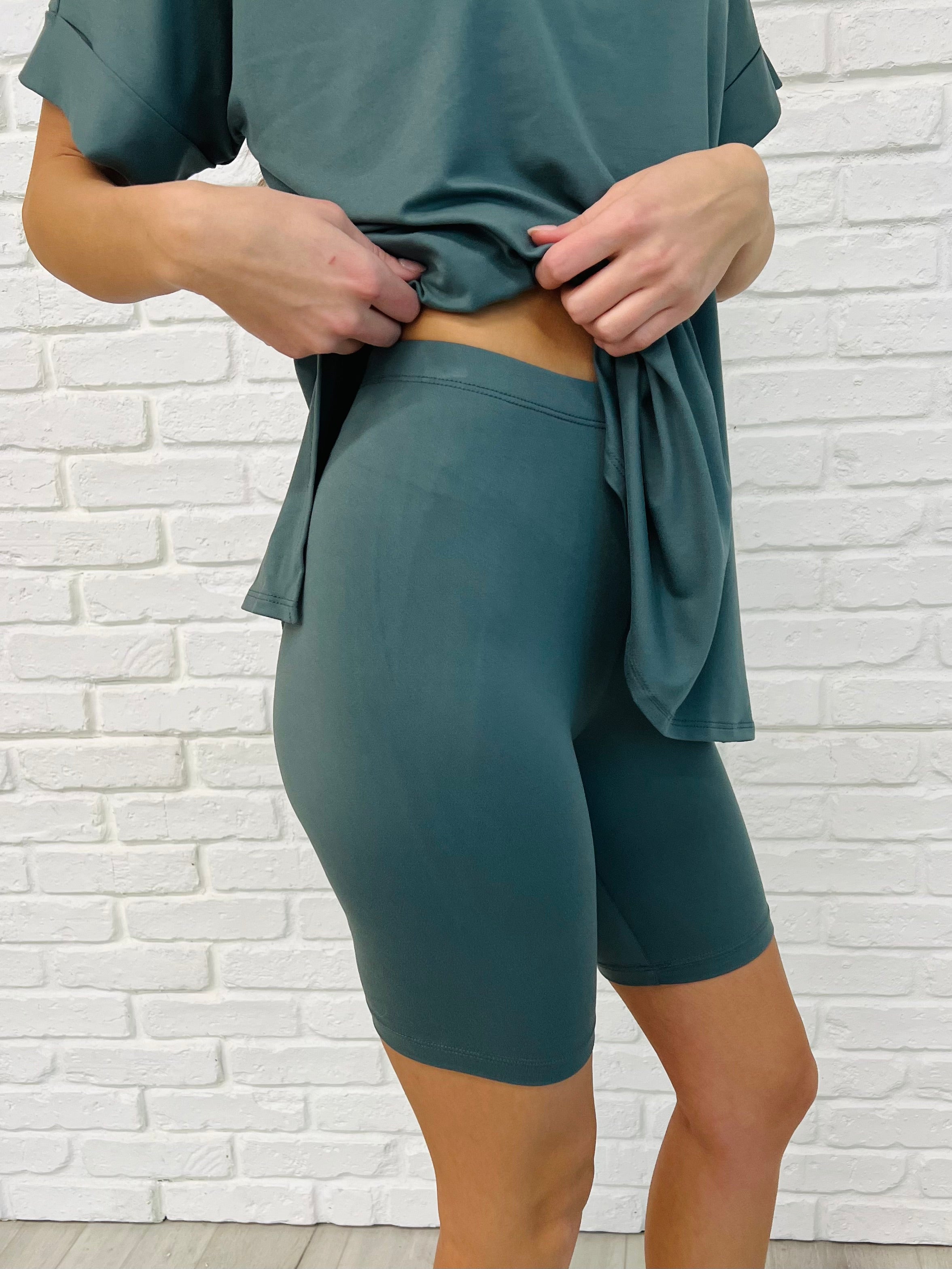 Comfy Cruising Top and Biker Shorts Set in Ash Jade-Womens-Stay Foxy Boutique, Florissant, Missouri