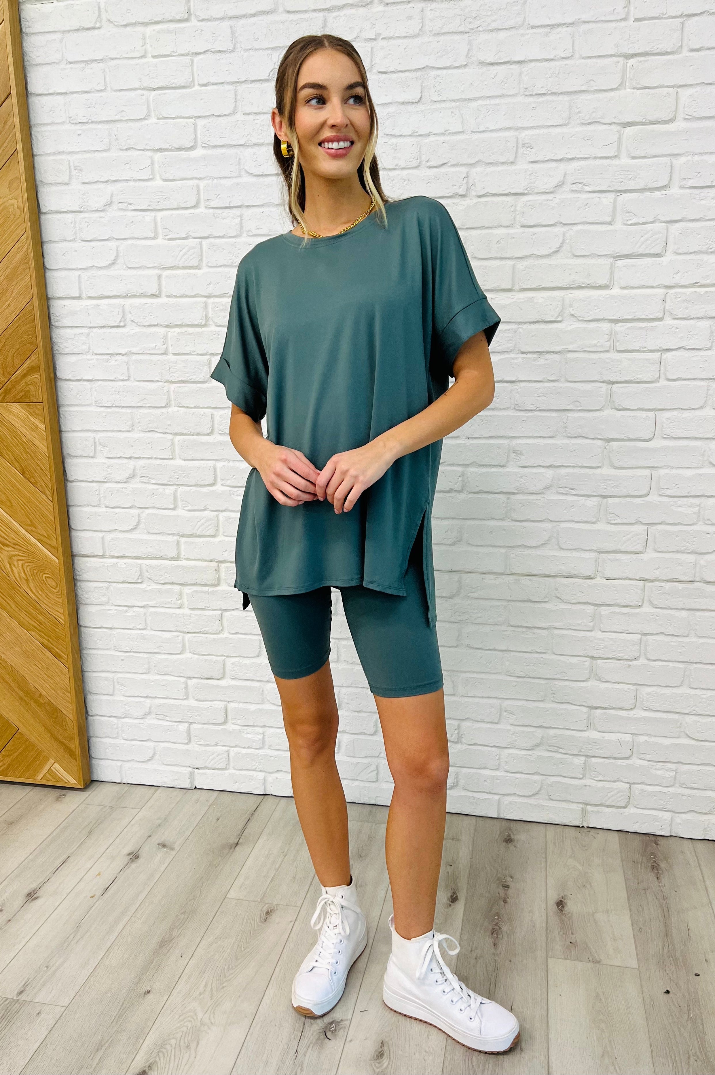 Comfy Cruising Top and Biker Shorts Set in Ash Jade-Womens-Stay Foxy Boutique, Florissant, Missouri