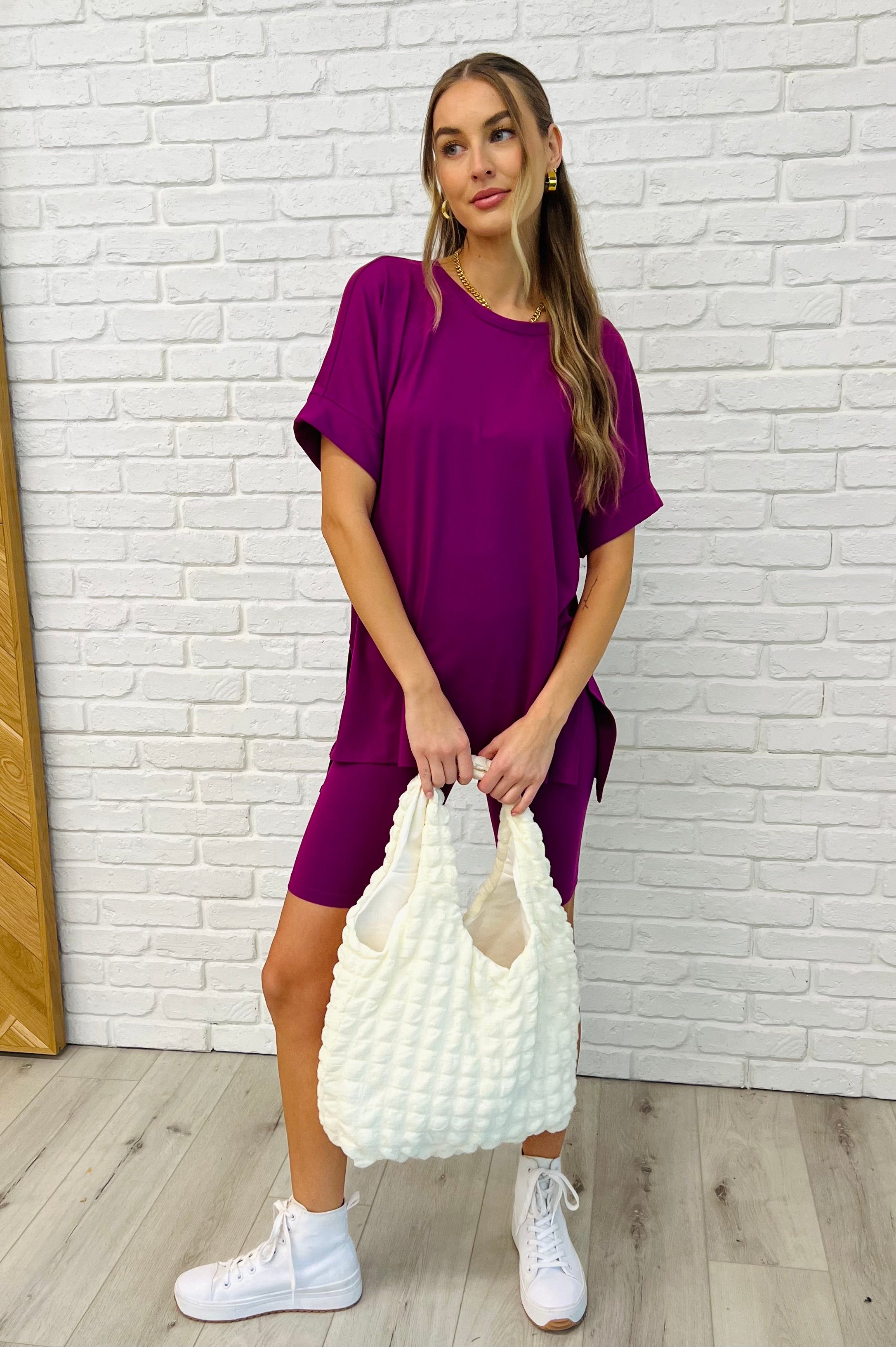 Comfy Cruising Top and Biker Shorts Set in Lt Plum-Womens-Stay Foxy Boutique, Florissant, Missouri