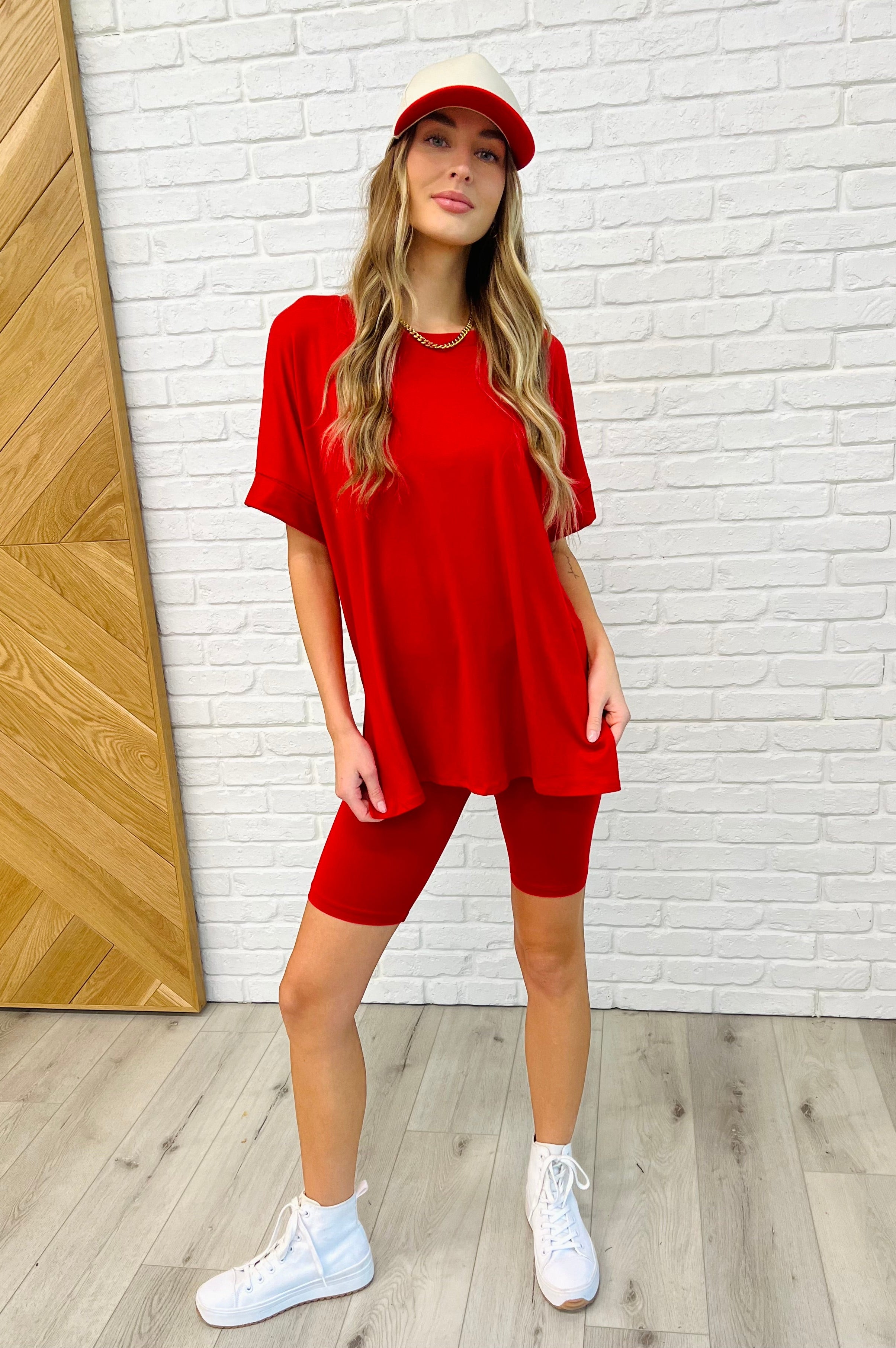 Comfy Cruising Top and Biker Shorts Set in Ruby-Womens-Stay Foxy Boutique, Florissant, Missouri