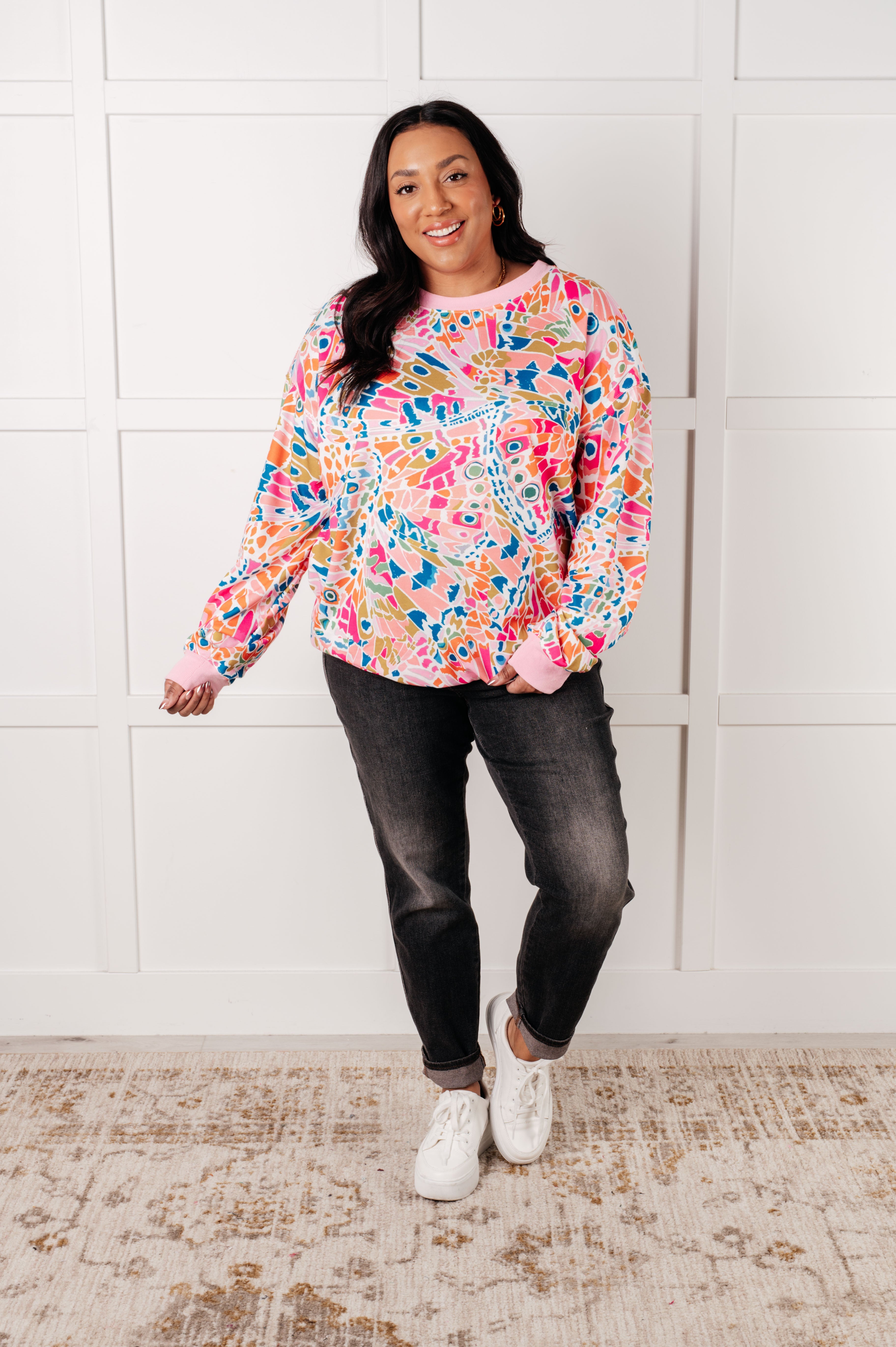 Confusing Times Abstract Print Pullover-Tops-Stay Foxy Boutique, Florissant, Missouri