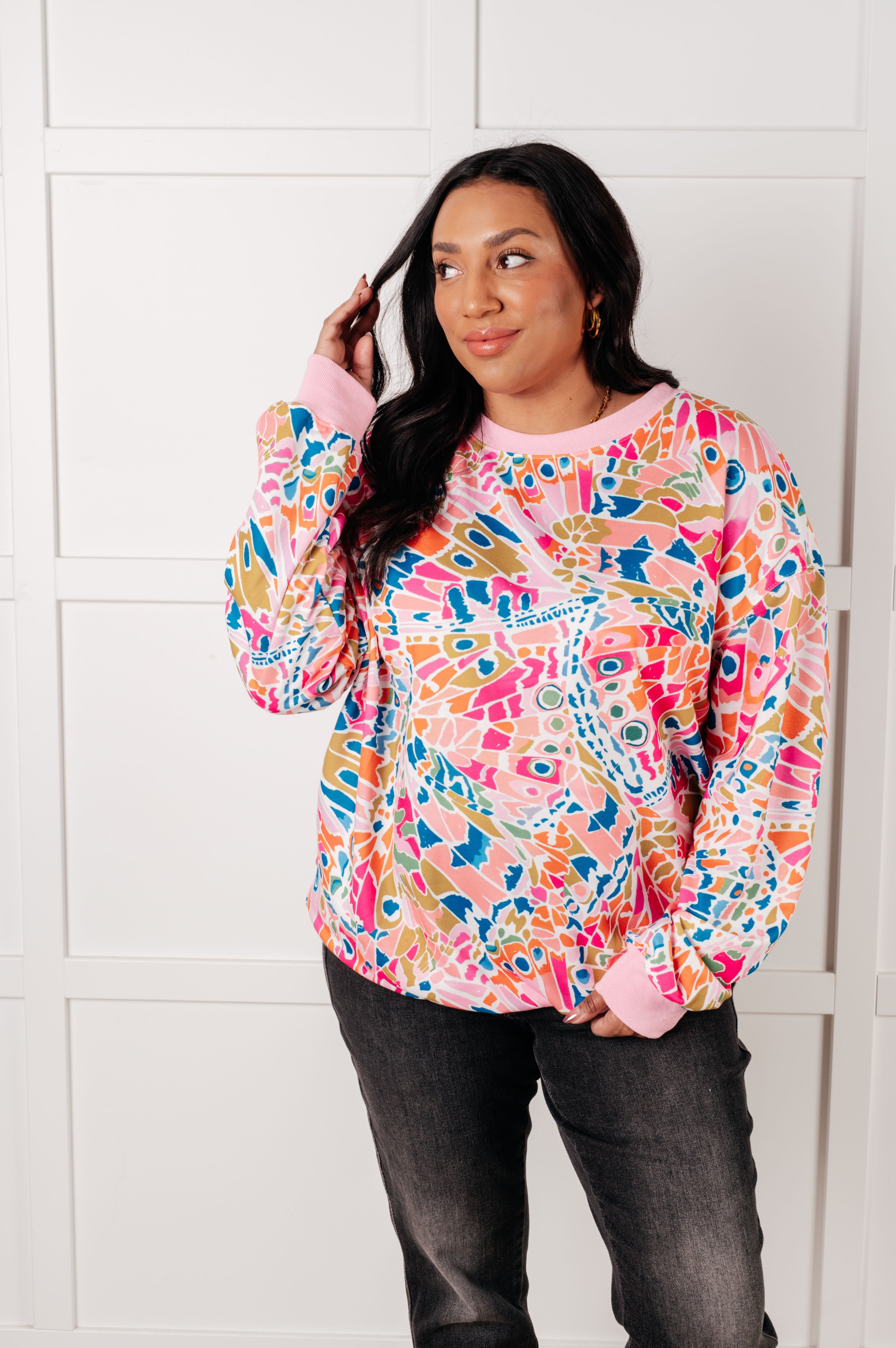 Confusing Times Abstract Print Pullover-Tops-Stay Foxy Boutique, Florissant, Missouri