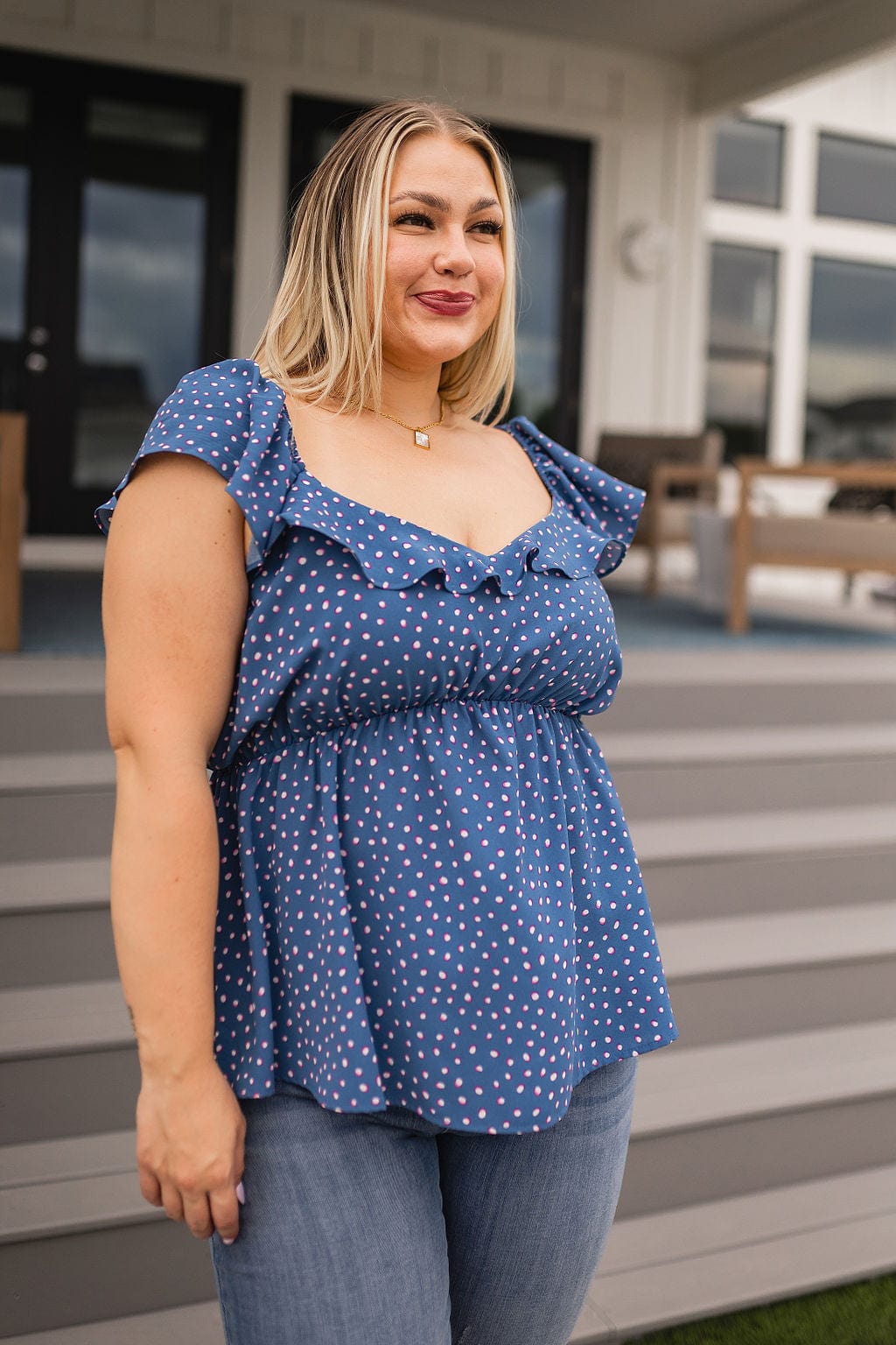 Connect the Dots Peplum Blouse-Tops-Stay Foxy Boutique, Florissant, Missouri