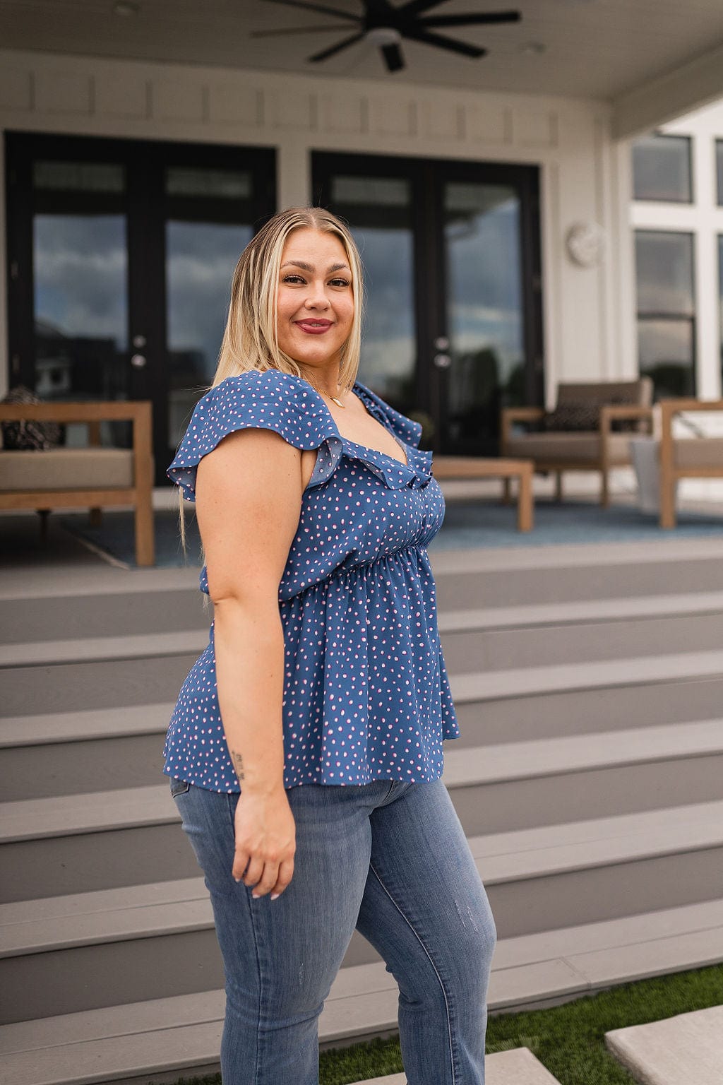 Connect the Dots Peplum Blouse-Tops-Stay Foxy Boutique, Florissant, Missouri