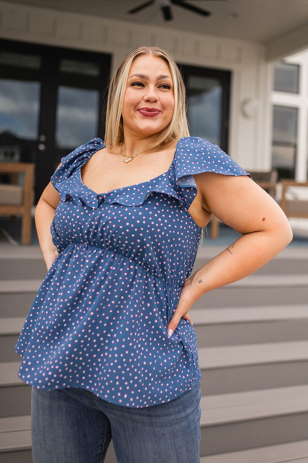 Connect the Dots Peplum Blouse-Tops-Stay Foxy Boutique, Florissant, Missouri