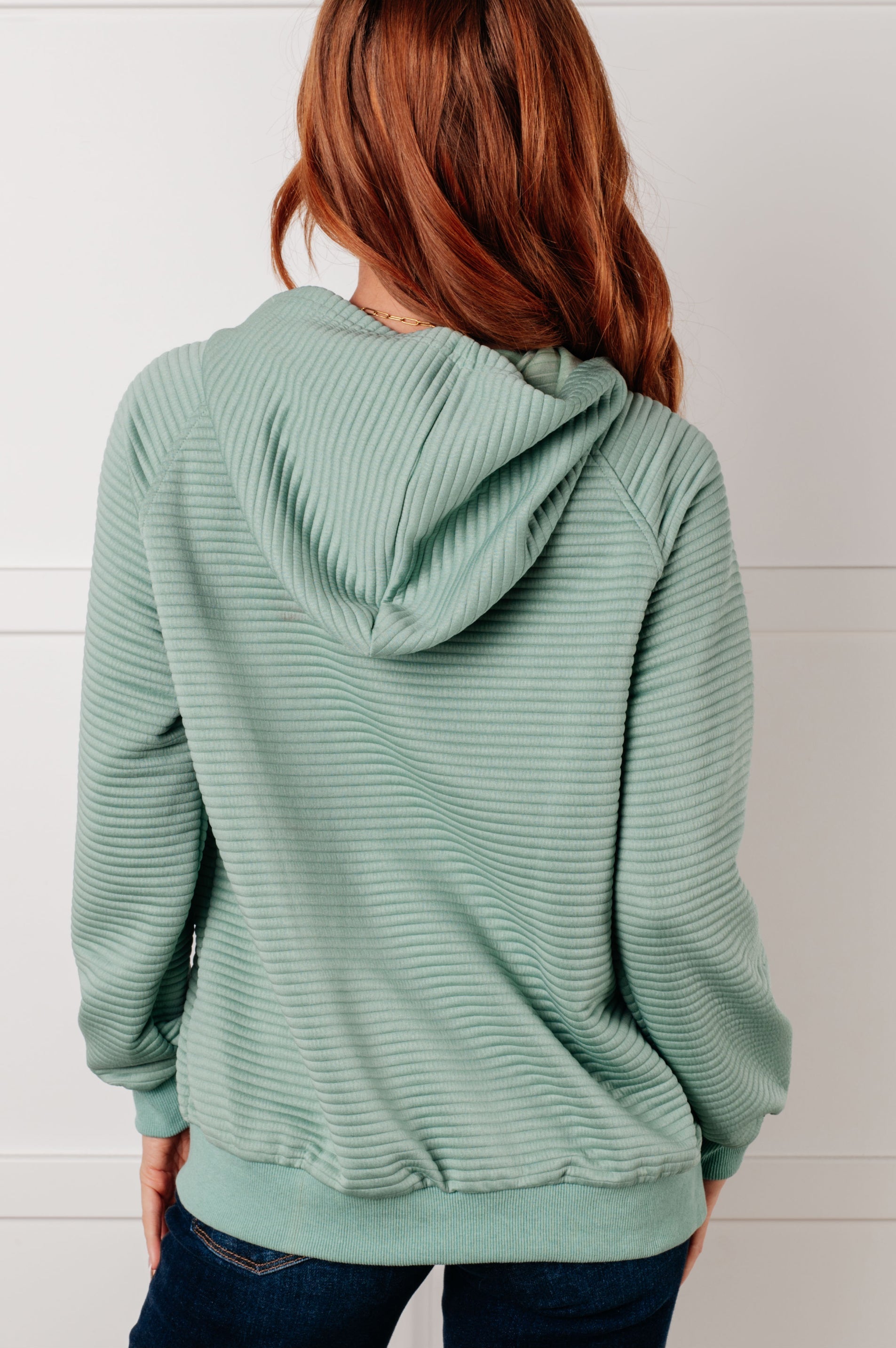 Crosswalk Textured Hoodie in Green-Tops-Stay Foxy Boutique, Florissant, Missouri