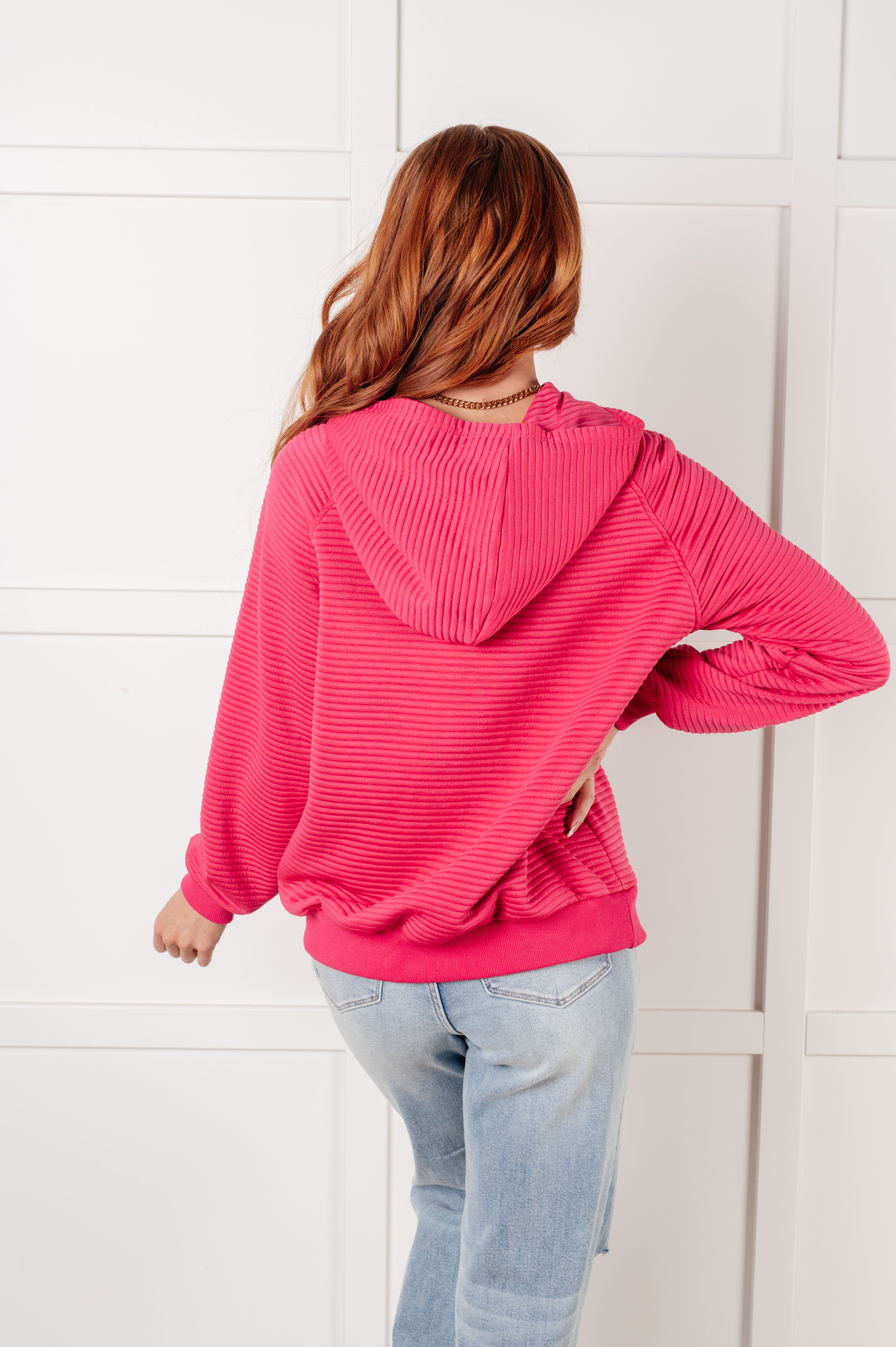 Crosswalk Textured Hoodie in Rose-Tops-Stay Foxy Boutique, Florissant, Missouri