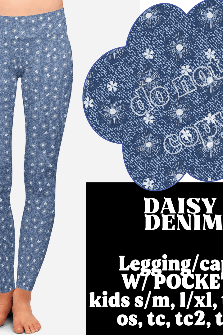 DAISY DENIM- DENIM PATTERN RUN - LEGGING/CAPRI-Stay Foxy Boutique, Florissant, Missouri