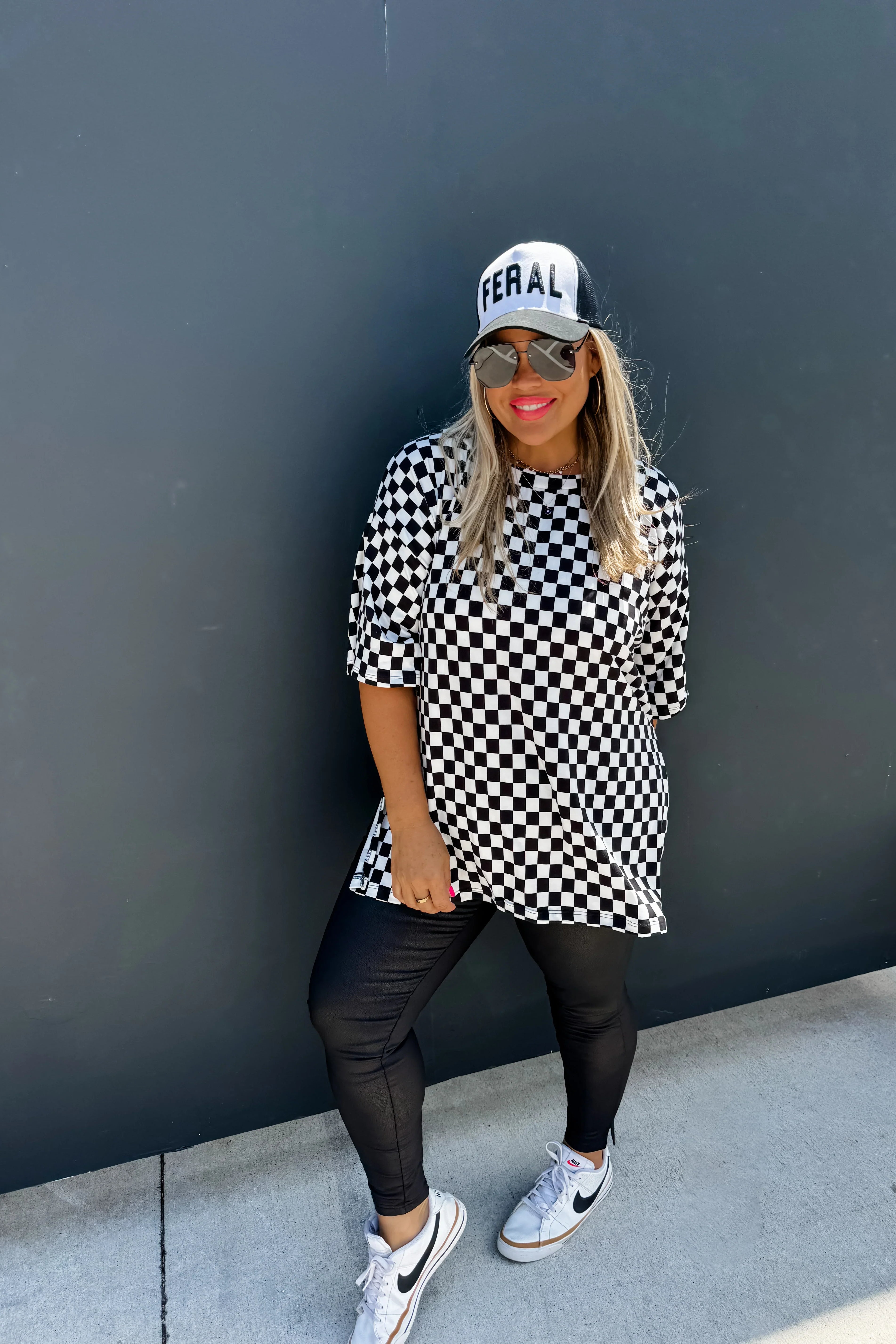 PREORDER: Check Me Out Side Slit Top-Womens-Stay Foxy Boutique, Florissant, Missouri