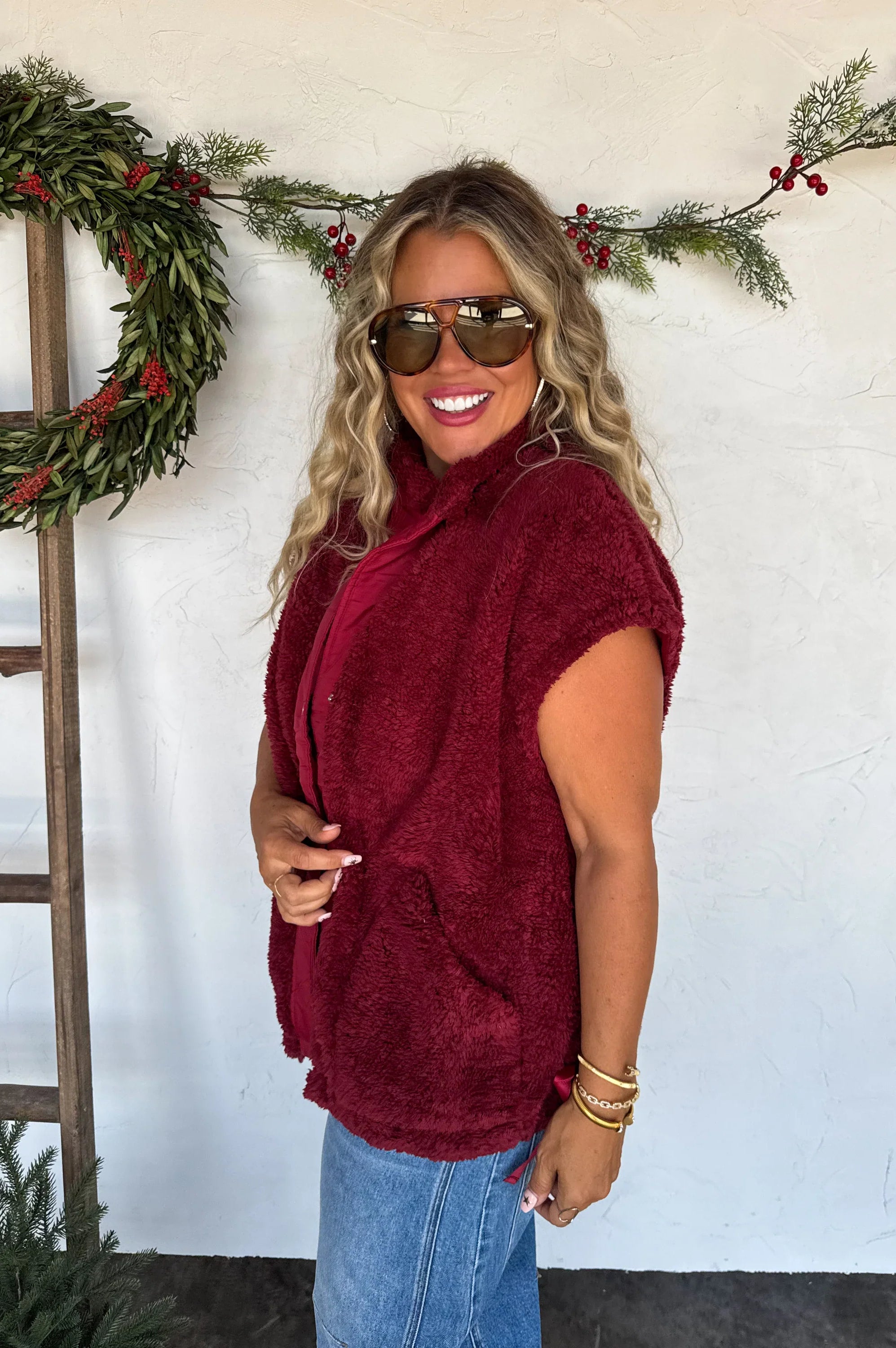 PREORDER: Linden Sherpa Vest Jacket-Womens-Stay Foxy Boutique, Florissant, Missouri