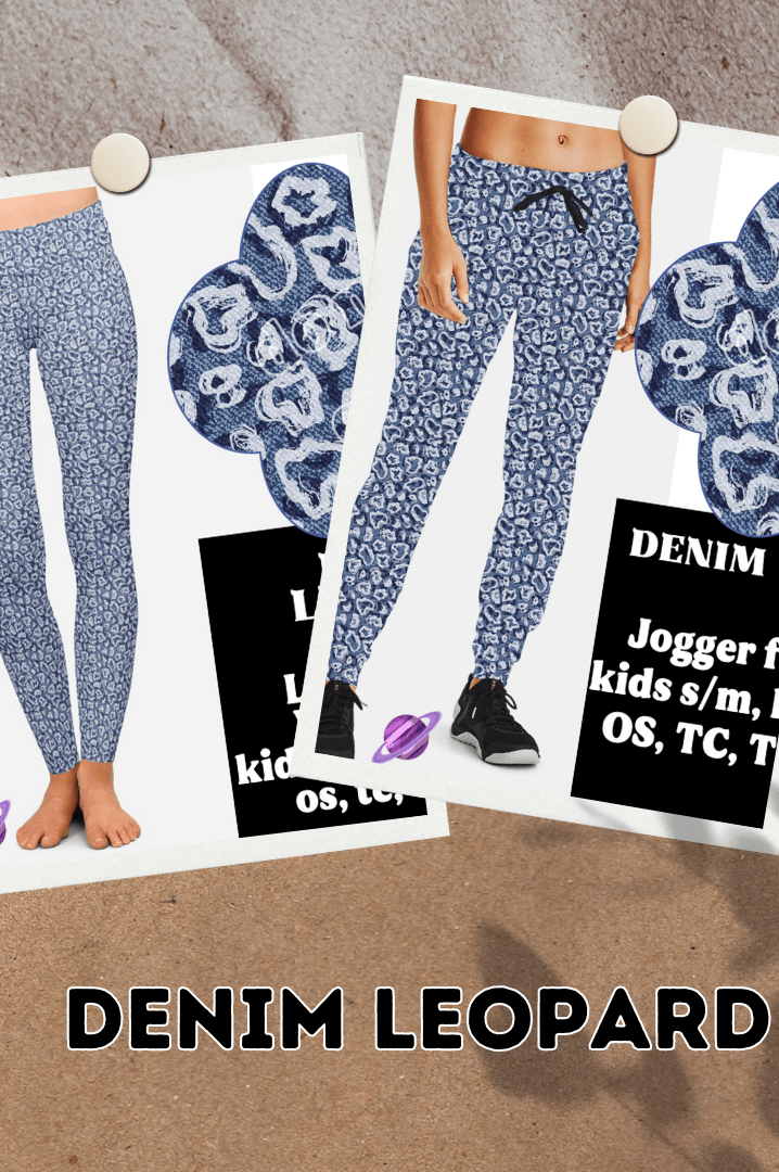 DENIM LEOPARD- DENIM PATTERN RUN - LEGGING/CAPRI-Stay Foxy Boutique, Florissant, Missouri