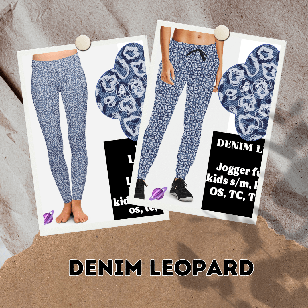 DENIM LEOPARD- DENIM PATTERN RUN - LEGGING/CAPRI-Stay Foxy Boutique, Florissant, Missouri