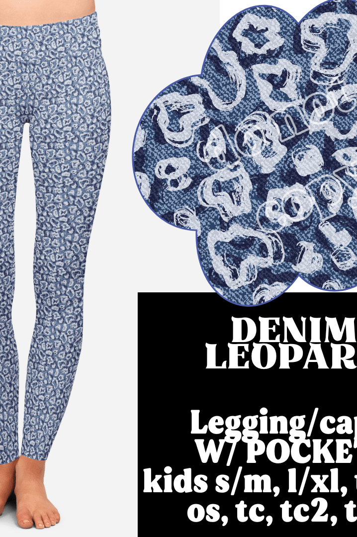 DENIM LEOPARD- DENIM PATTERN RUN - LEGGING/CAPRI-Stay Foxy Boutique, Florissant, Missouri