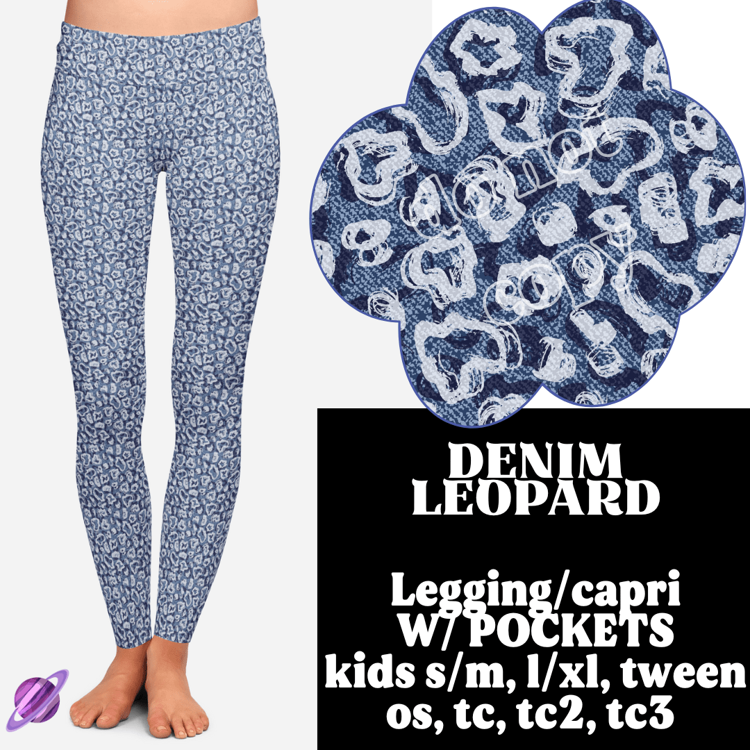 DENIM LEOPARD- DENIM PATTERN RUN - LEGGING/CAPRI-Stay Foxy Boutique, Florissant, Missouri
