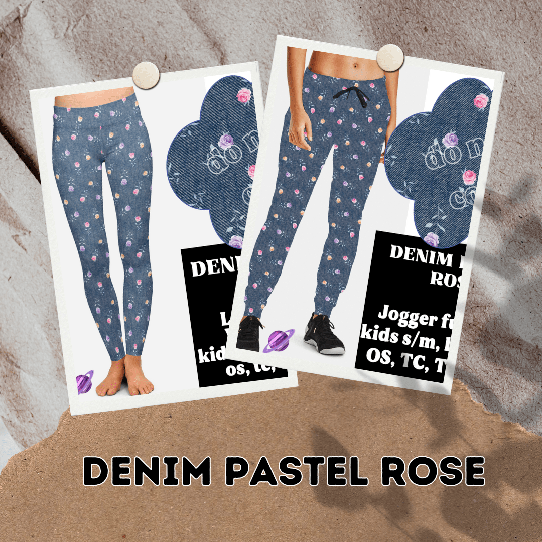 DENIM PASTEL ROSE- DENIM PATTERN RUN - LEGGING/CAPRI-Stay Foxy Boutique, Florissant, Missouri