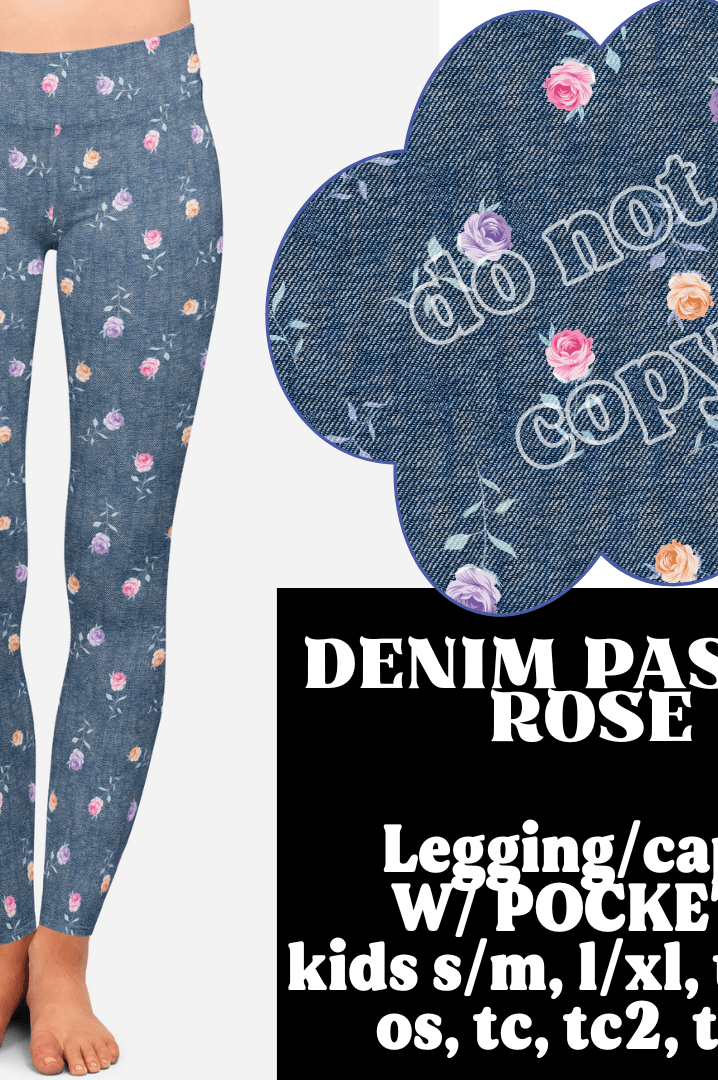 DENIM PASTEL ROSE- DENIM PATTERN RUN - LEGGING/CAPRI-Stay Foxy Boutique, Florissant, Missouri