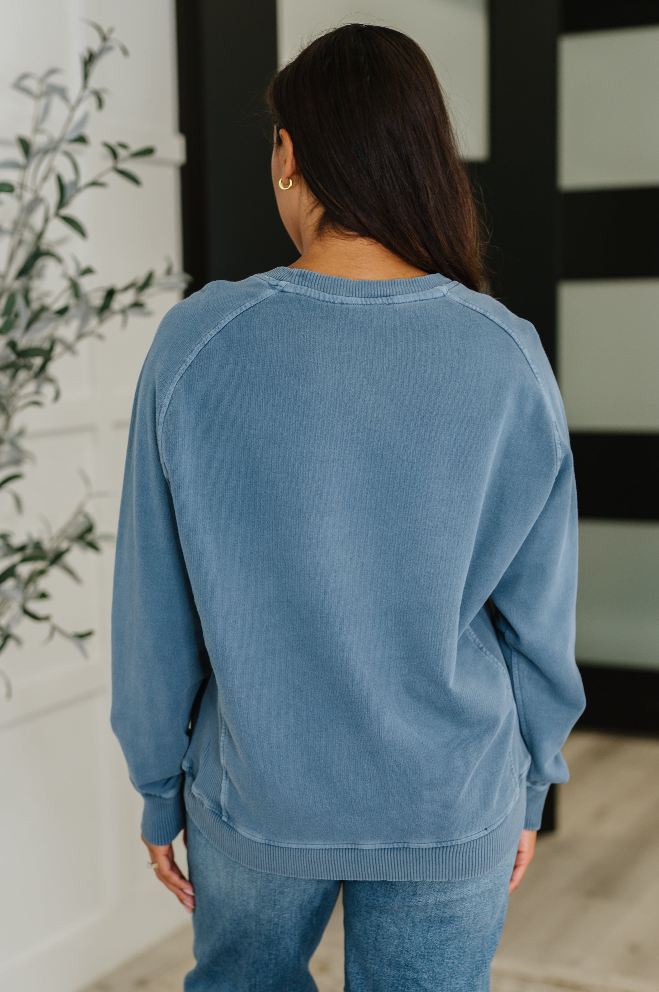 Daily Ease Mineral Wash Pullover in Dusty Blue-Womens-Stay Foxy Boutique, Florissant, Missouri