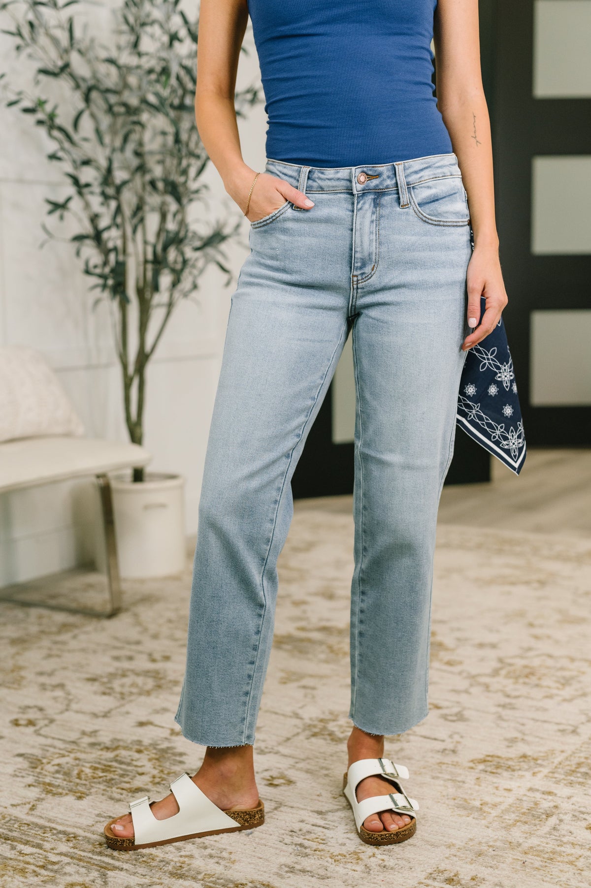 Dawn Mid Rise Ankle Straight w Bandana Loop-Womens-Stay Foxy Boutique, Florissant, Missouri
