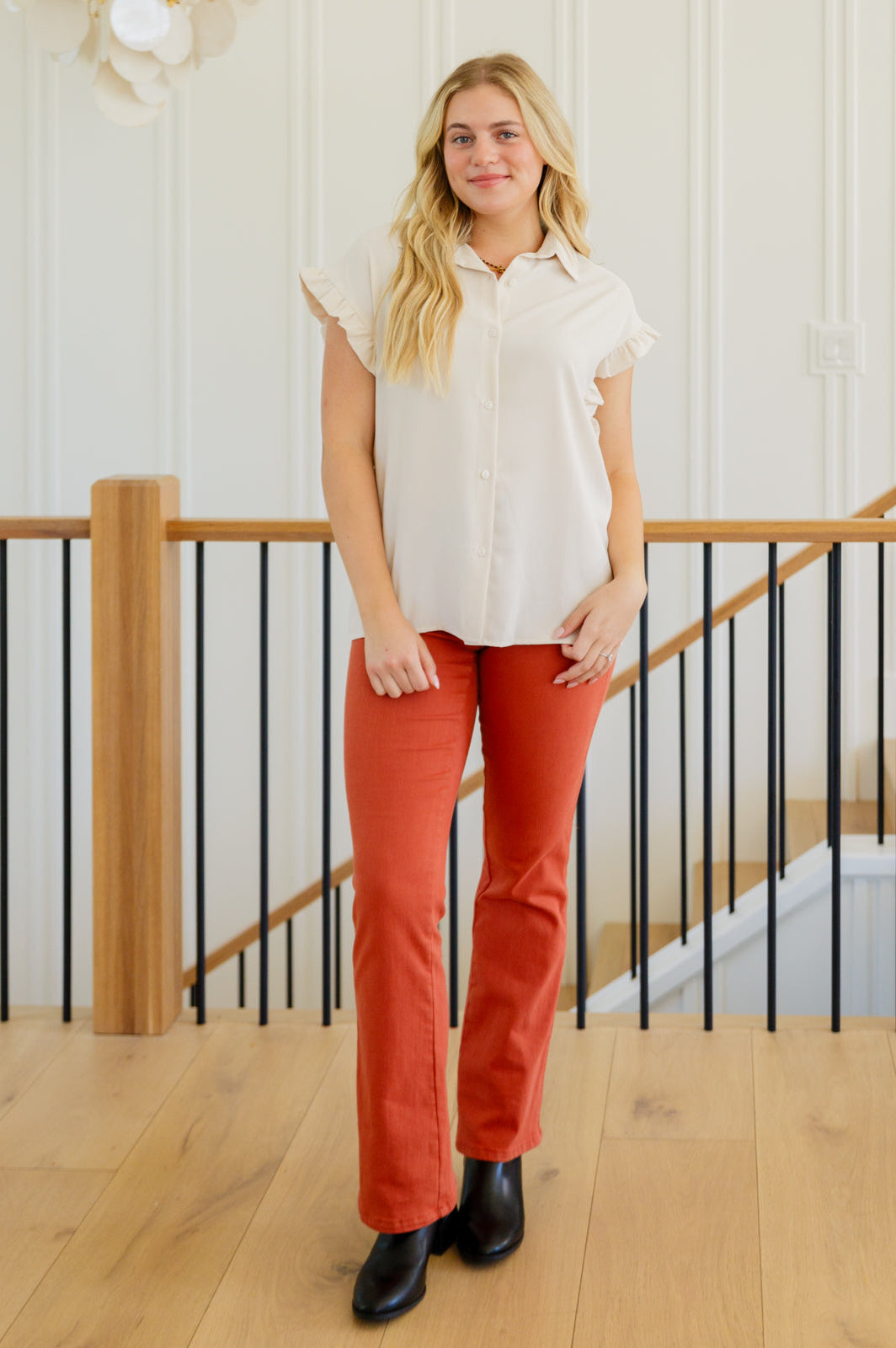 Day Date Ruffle Sleeved Blouse-Blouses-Stay Foxy Boutique, Florissant, Missouri