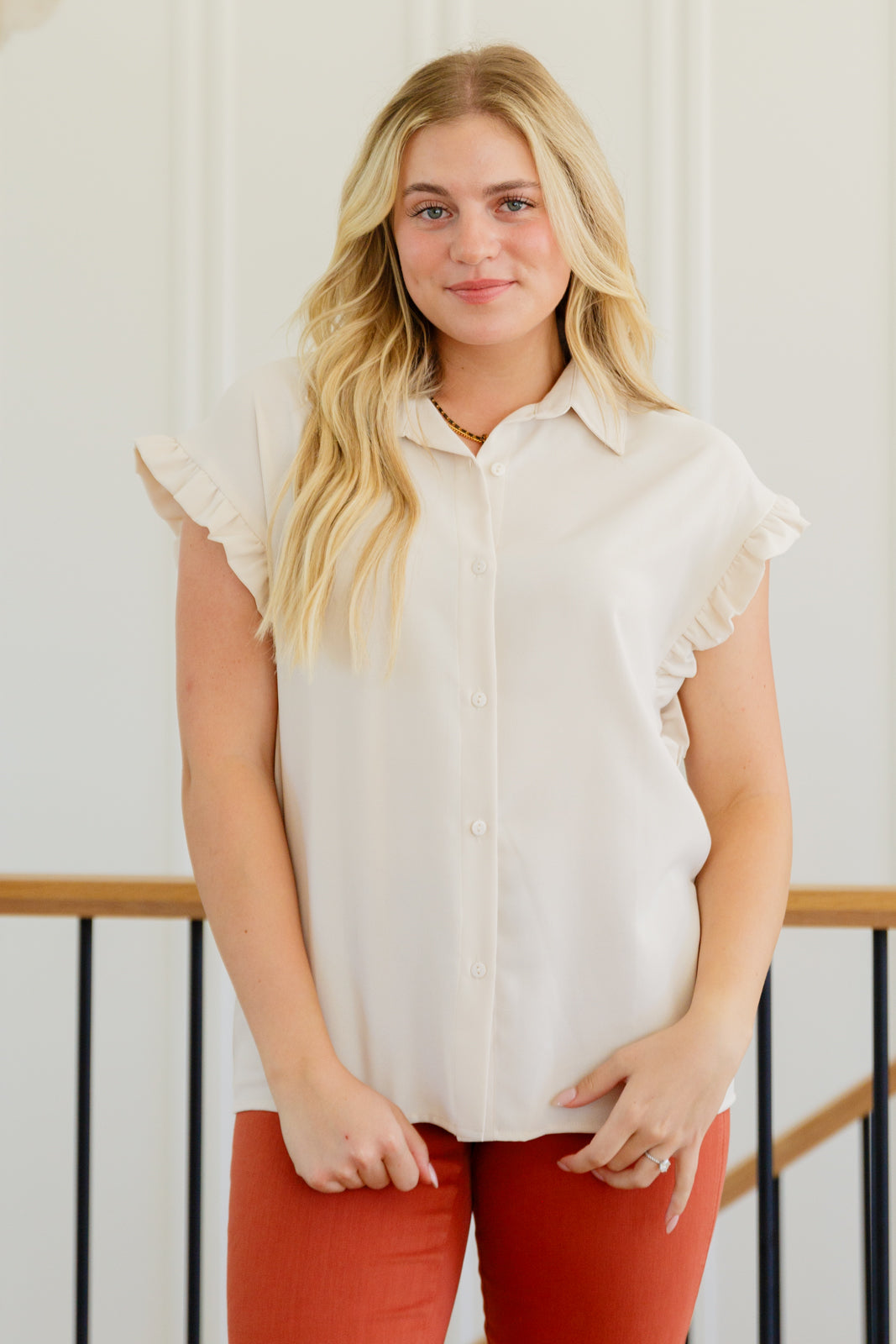 Day Date Ruffle Sleeved Blouse-Blouses-Stay Foxy Boutique, Florissant, Missouri
