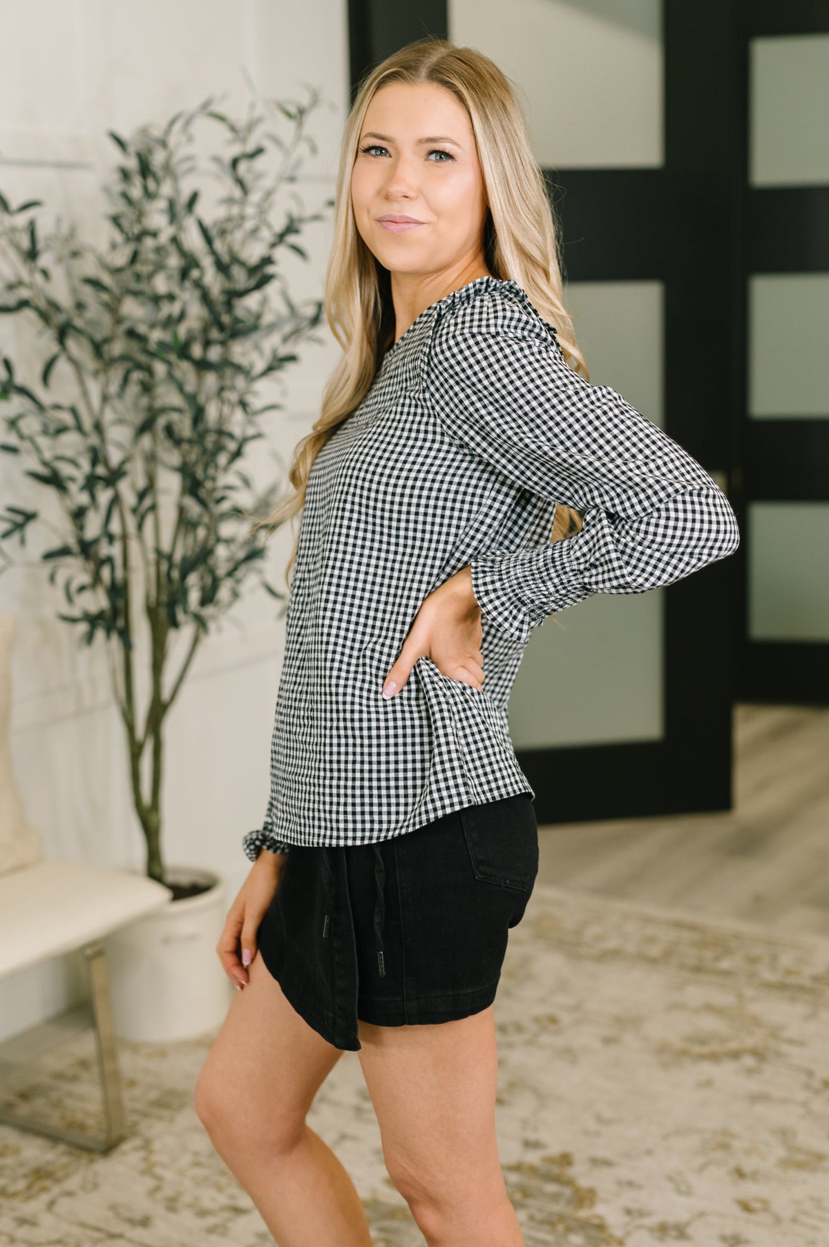 Different Kind of Gal Gingham Long Sleeve Blouse-Womens-Stay Foxy Boutique, Florissant, Missouri
