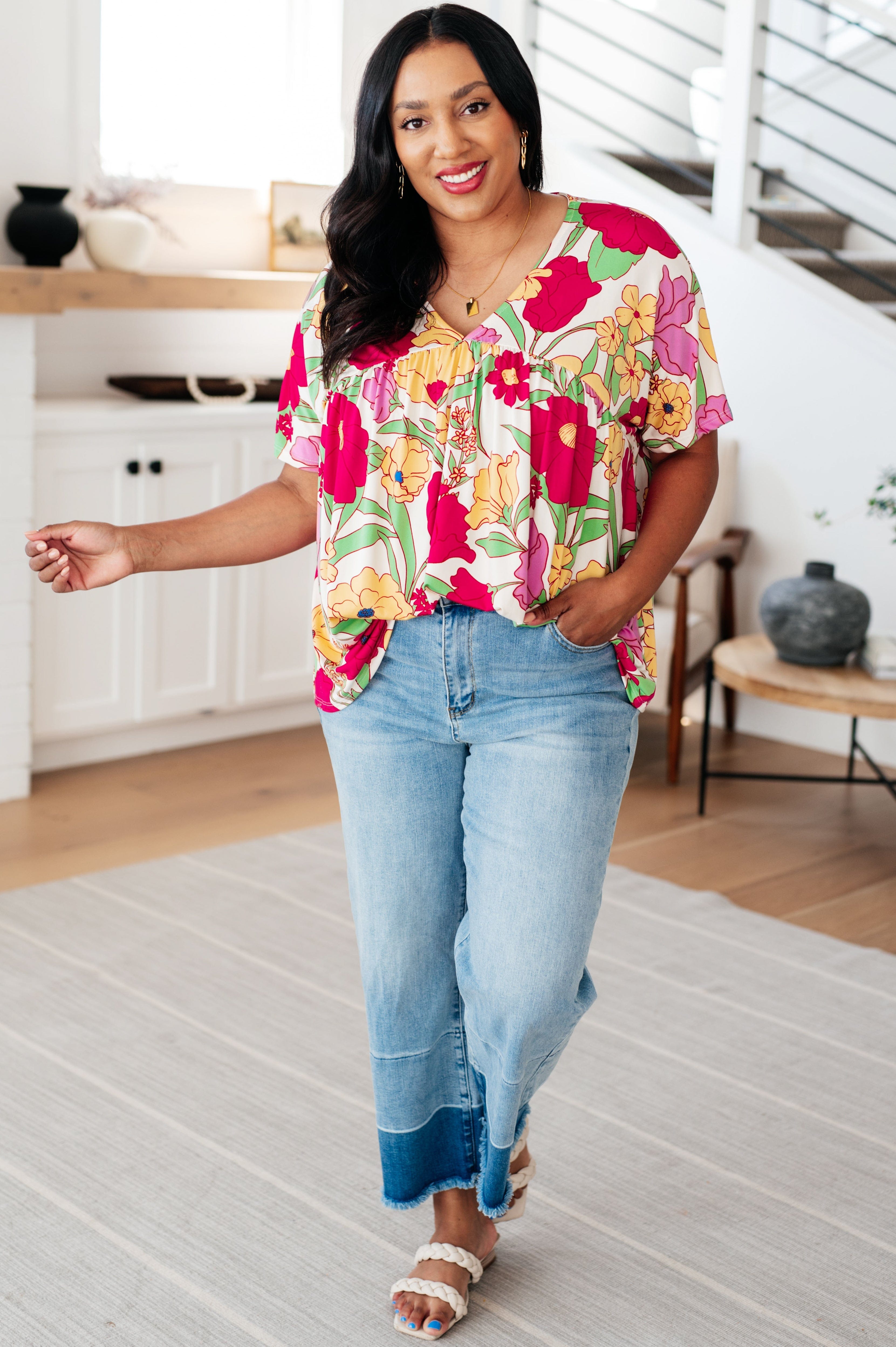 Do It Anyways Floral Top-Tops-Stay Foxy Boutique, Florissant, Missouri